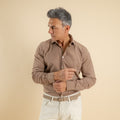 Camicia sartoriale in misto lino - Moro