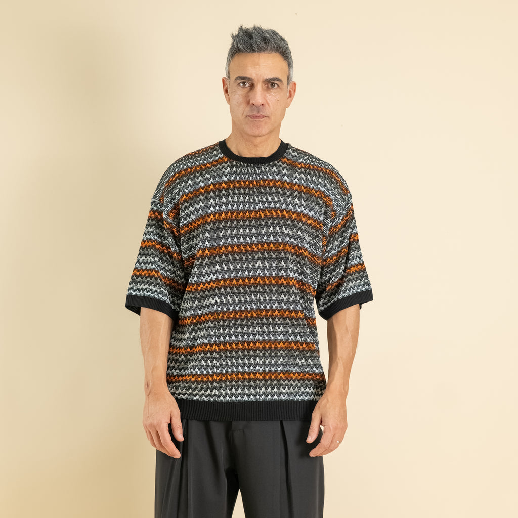 Hilo de punto con textura perforada - Negro