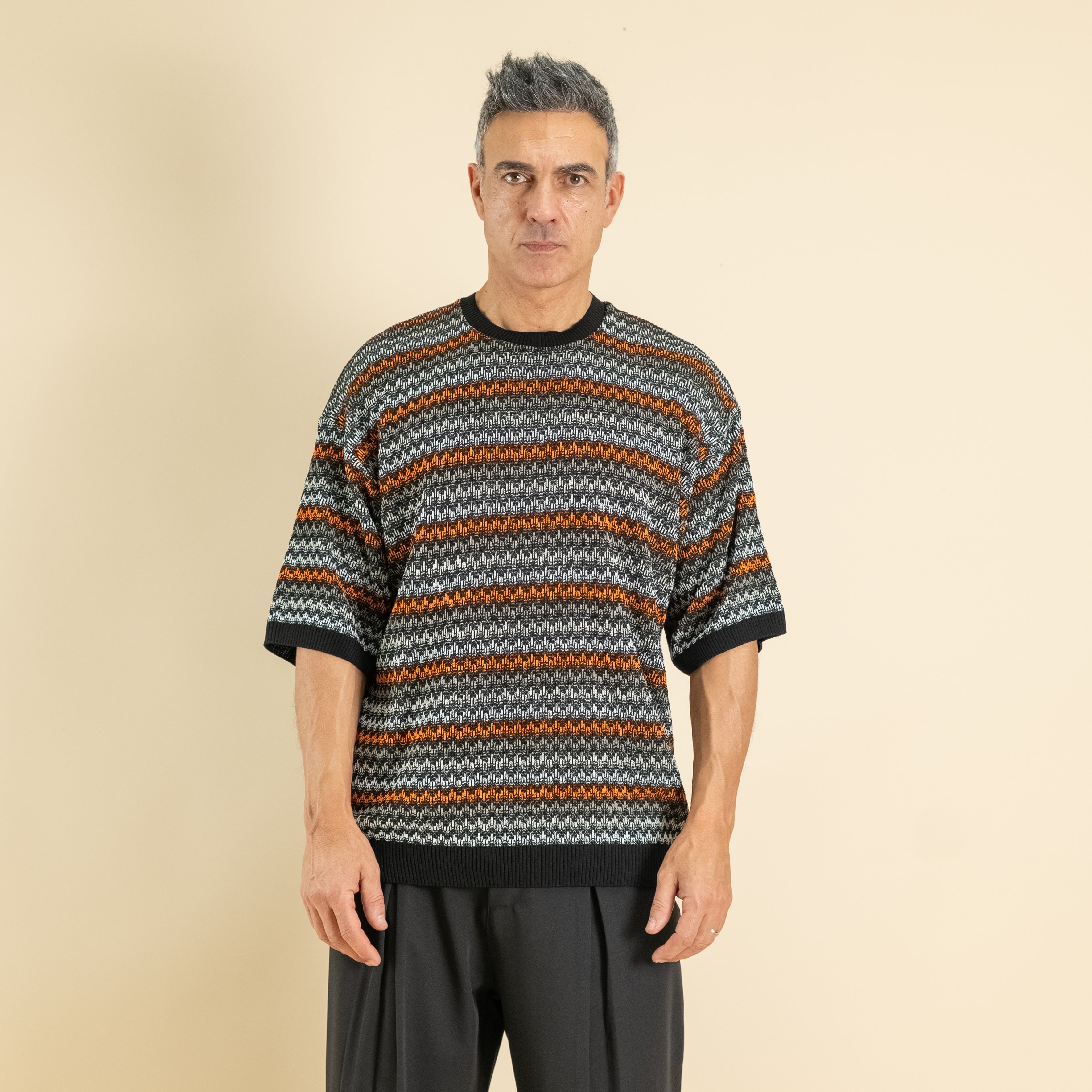 Hilo de punto con textura perforada - Negro