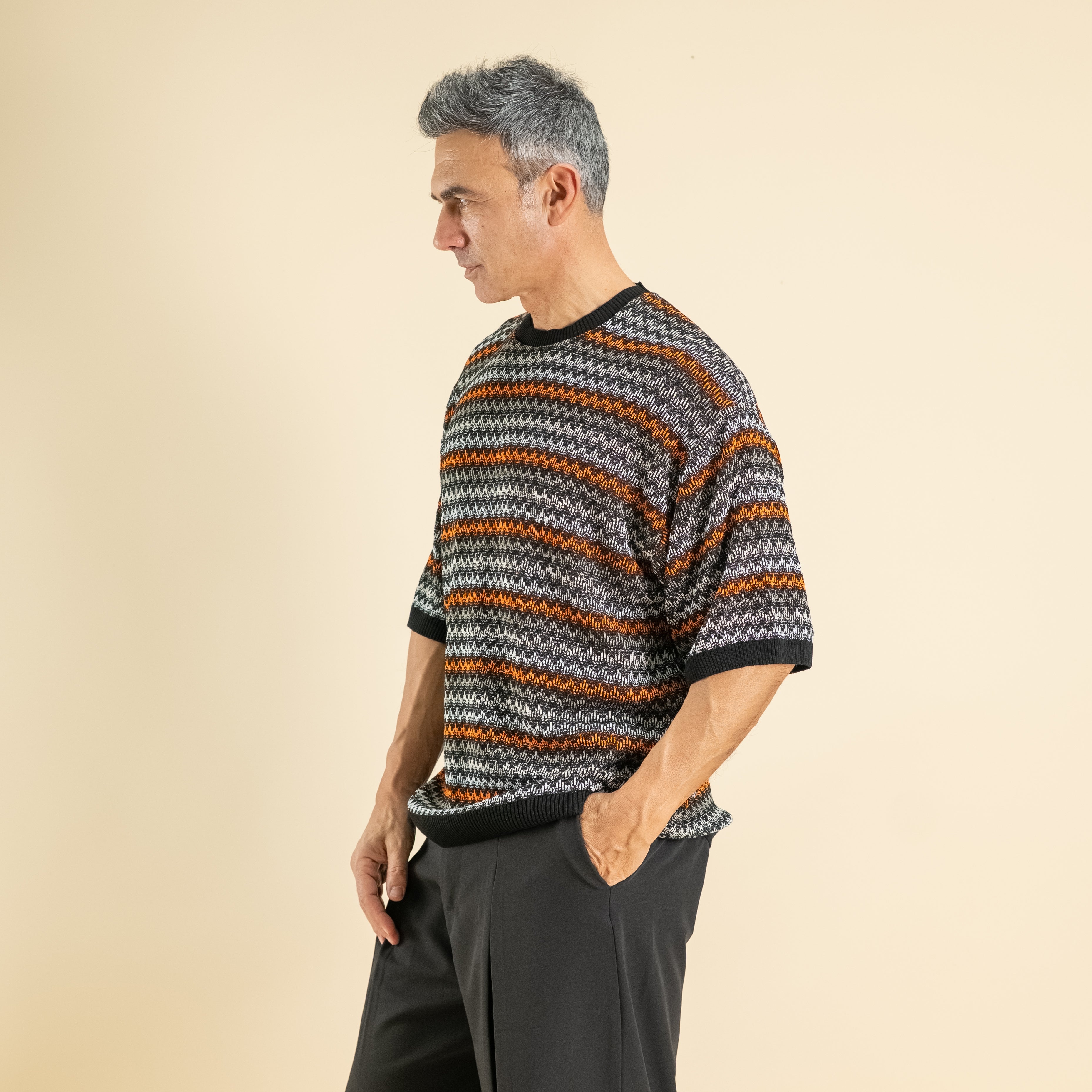 Hilo de punto con textura perforada - Negro