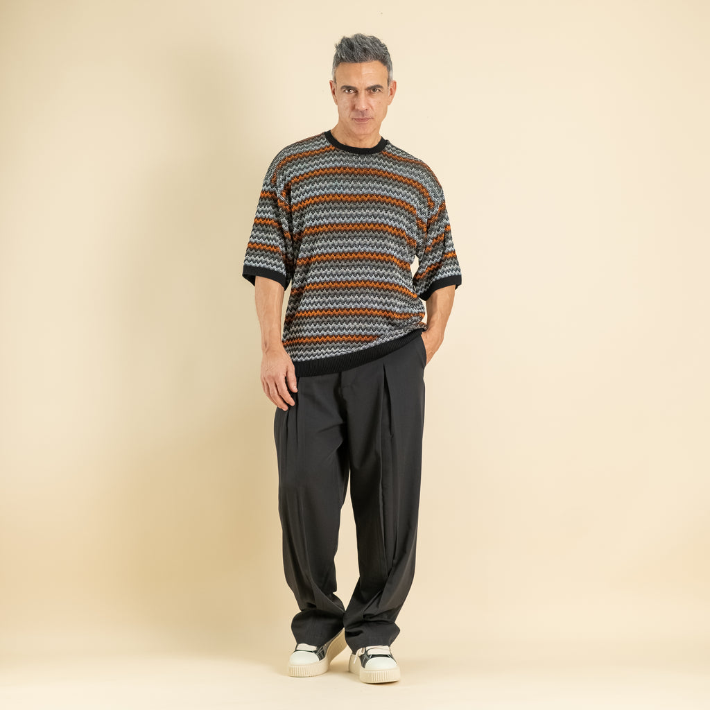 Hilo de punto con textura perforada - Negro