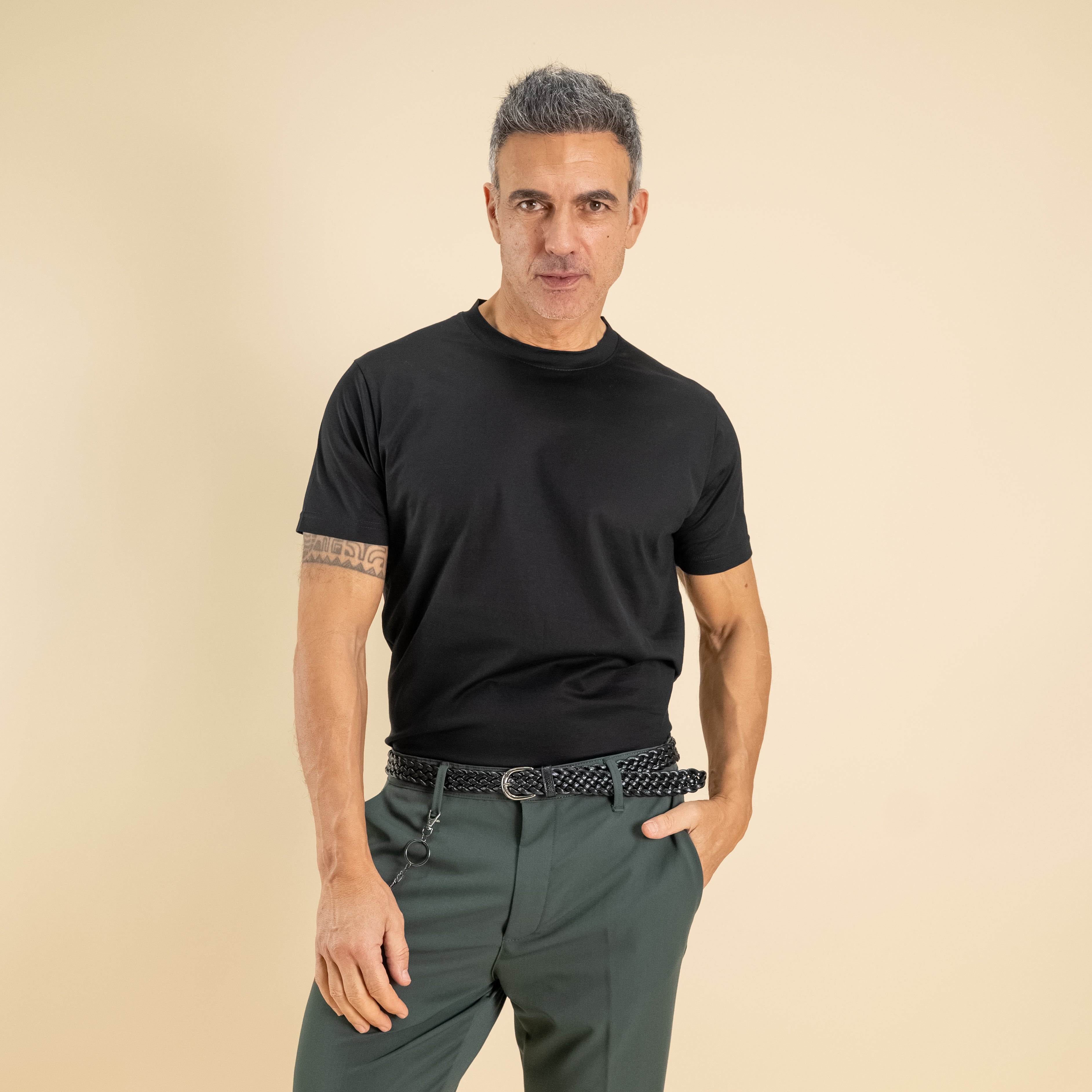 T-shirt in Filo di Scozia - Nero