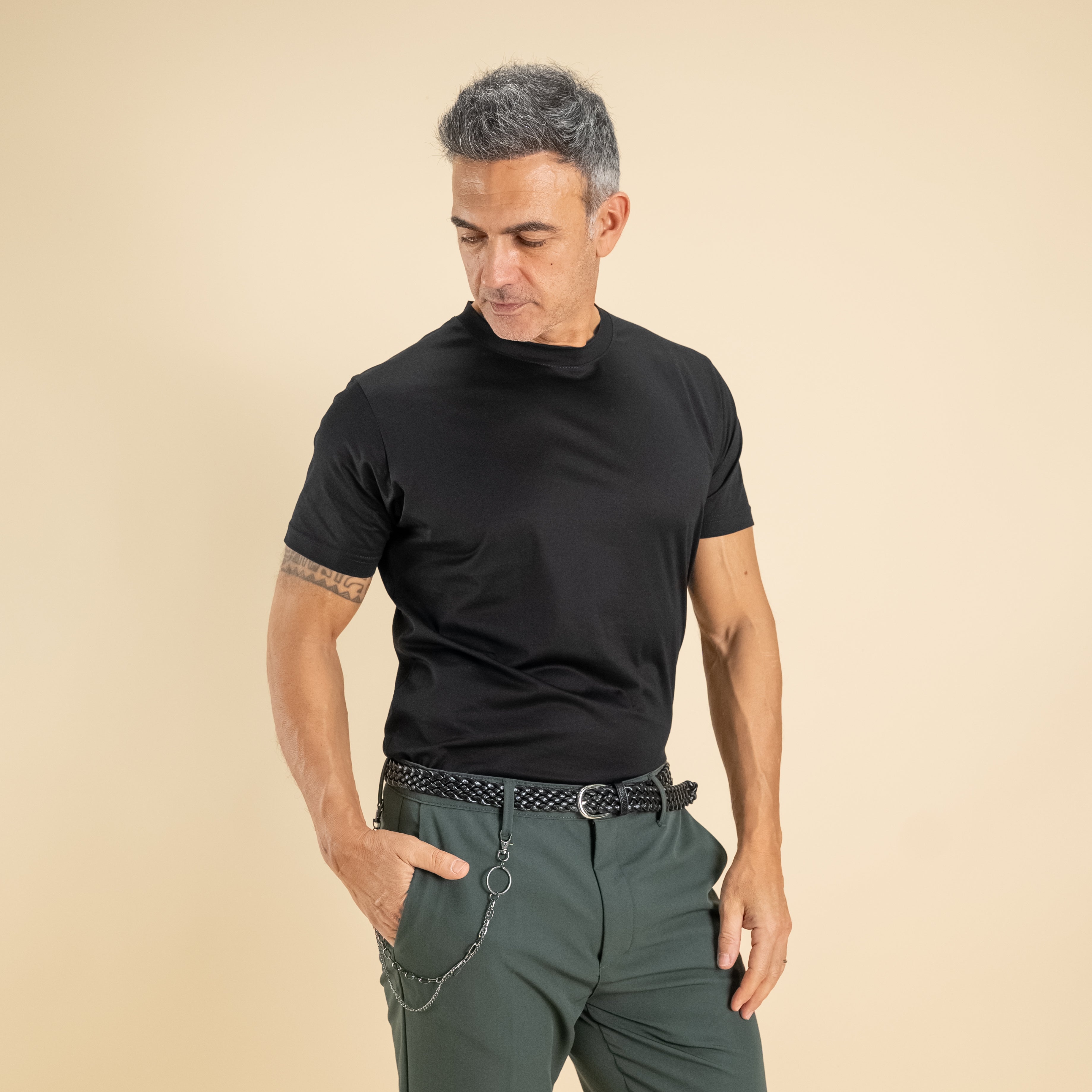 T-shirt in Filo di Scozia - Nero