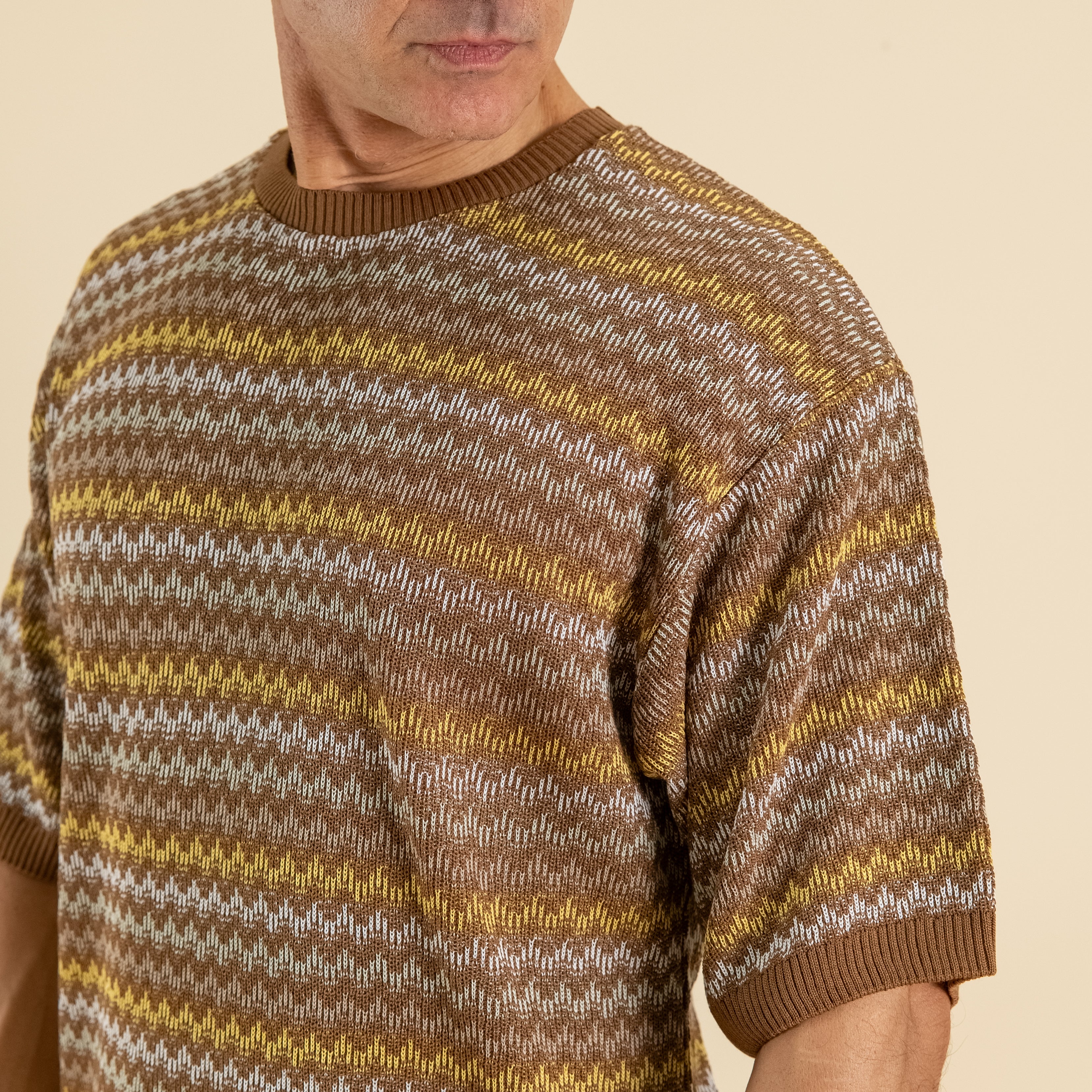 Hilo de punto con textura perforada - Beige