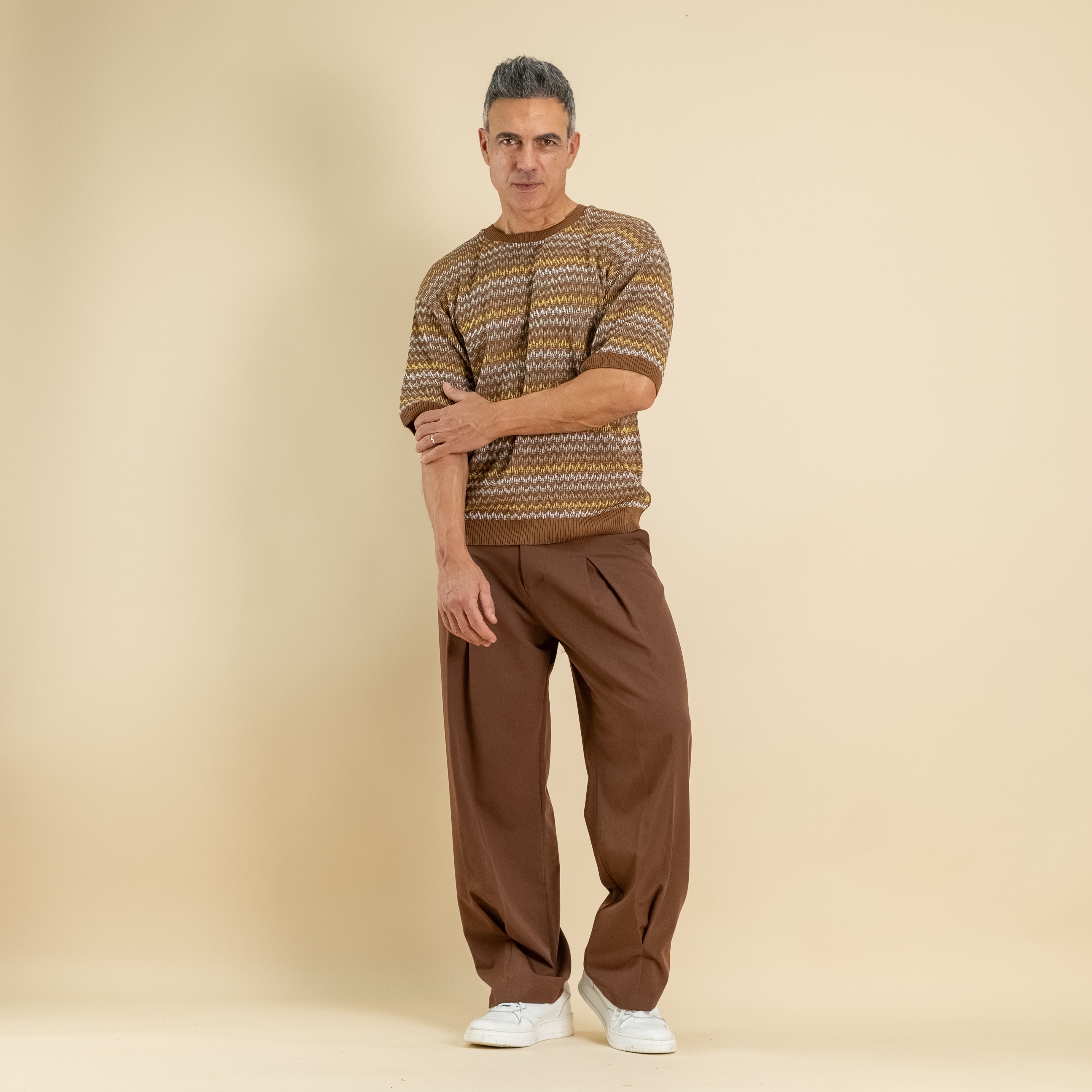 Hilo de punto con textura perforada - Beige