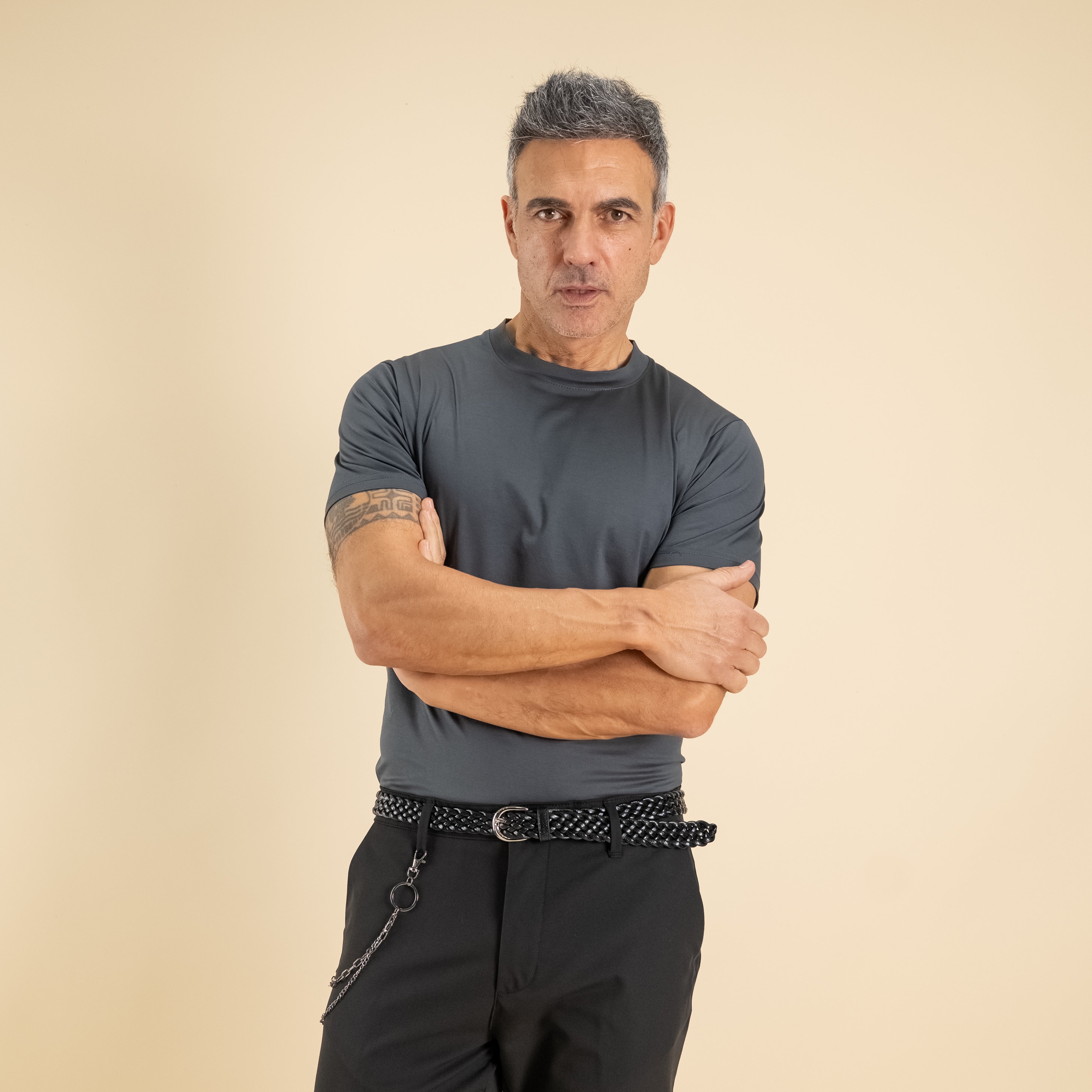 T-shirt in Filo di Scozia - Piombo