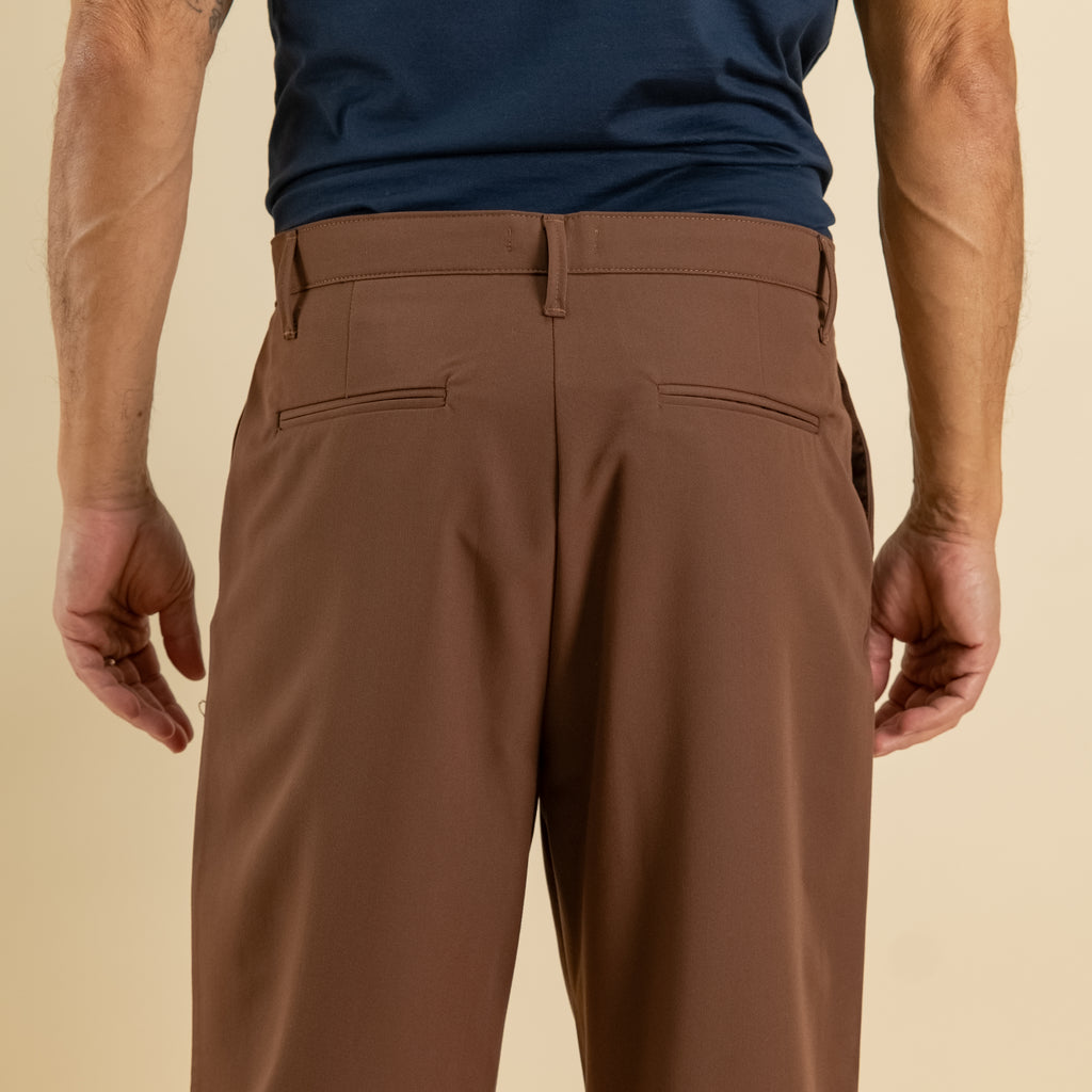 Pantalone palazzo con pinces lunga - Moro