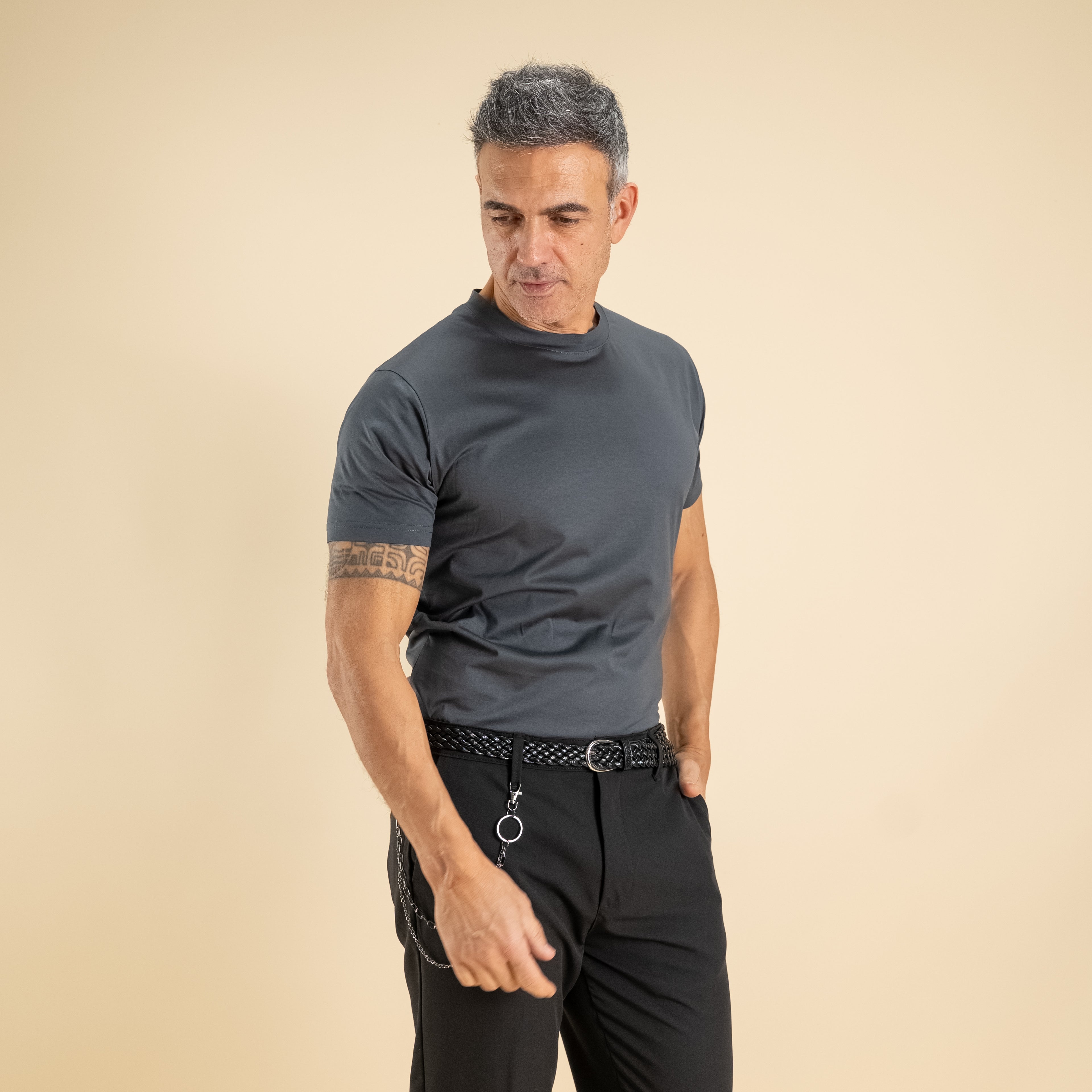 T-shirt in Filo di Scozia - Piombo