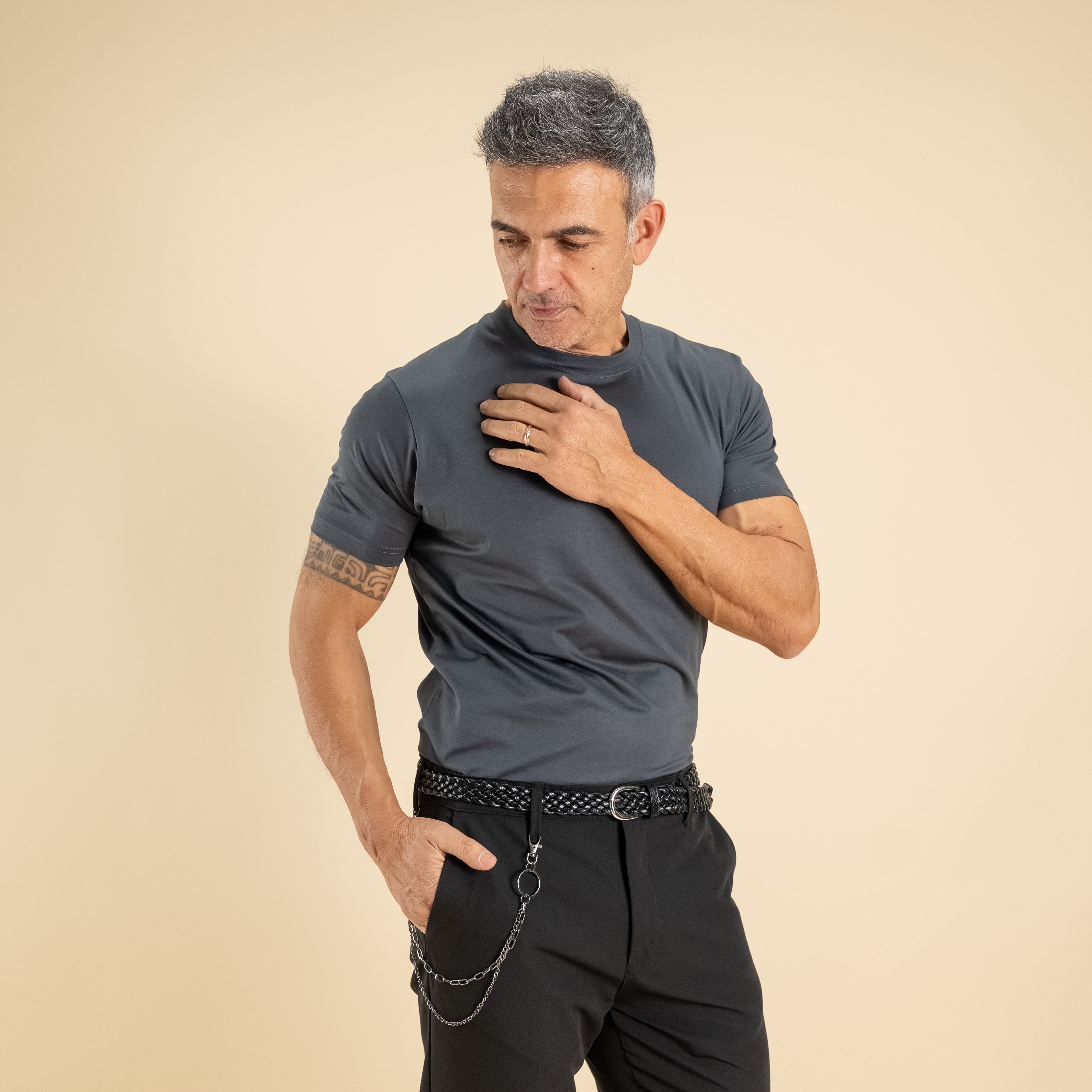 T-shirt in Filo di Scozia - Piombo