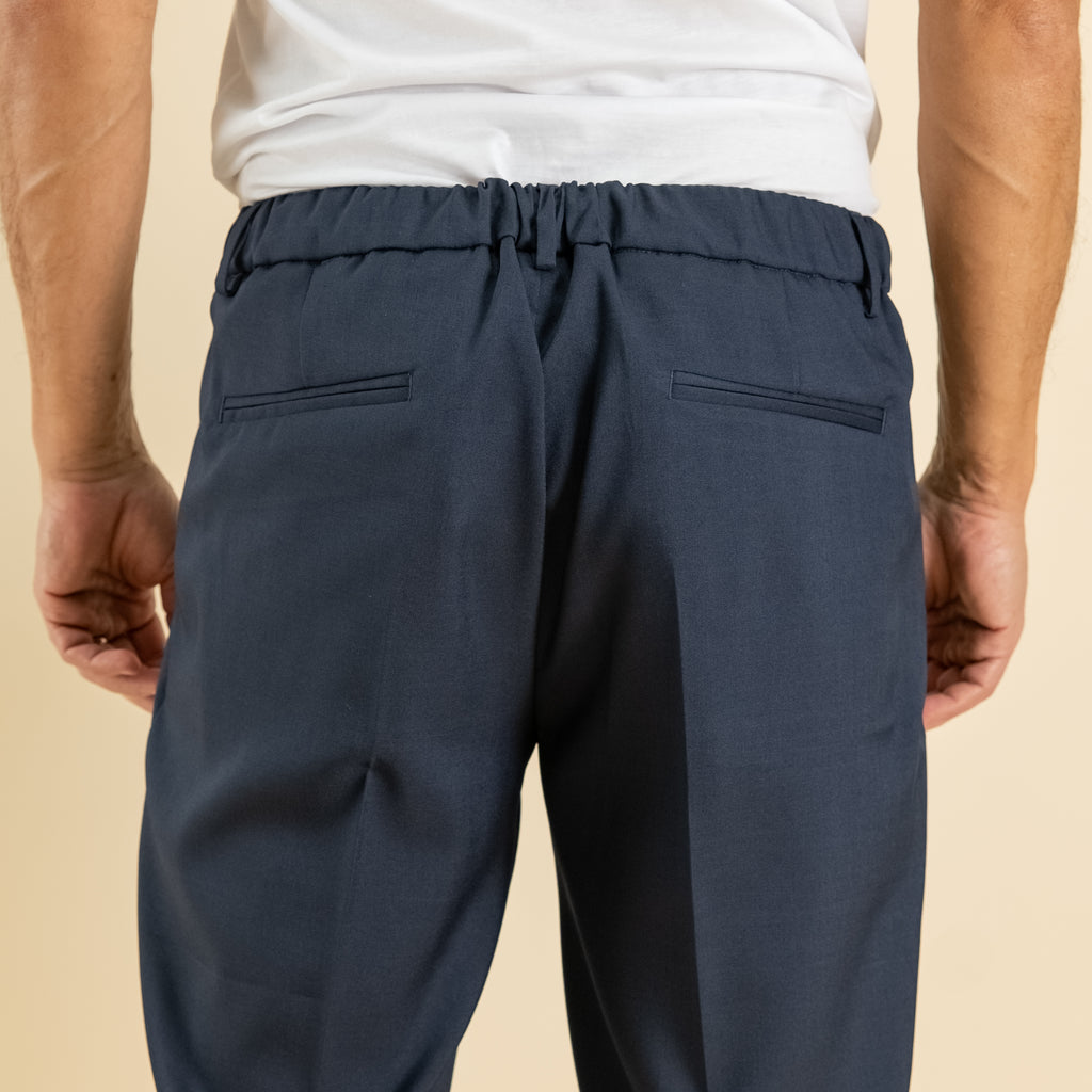 Pantalaccio sartoriale con pinces e molla sul retro - Blu