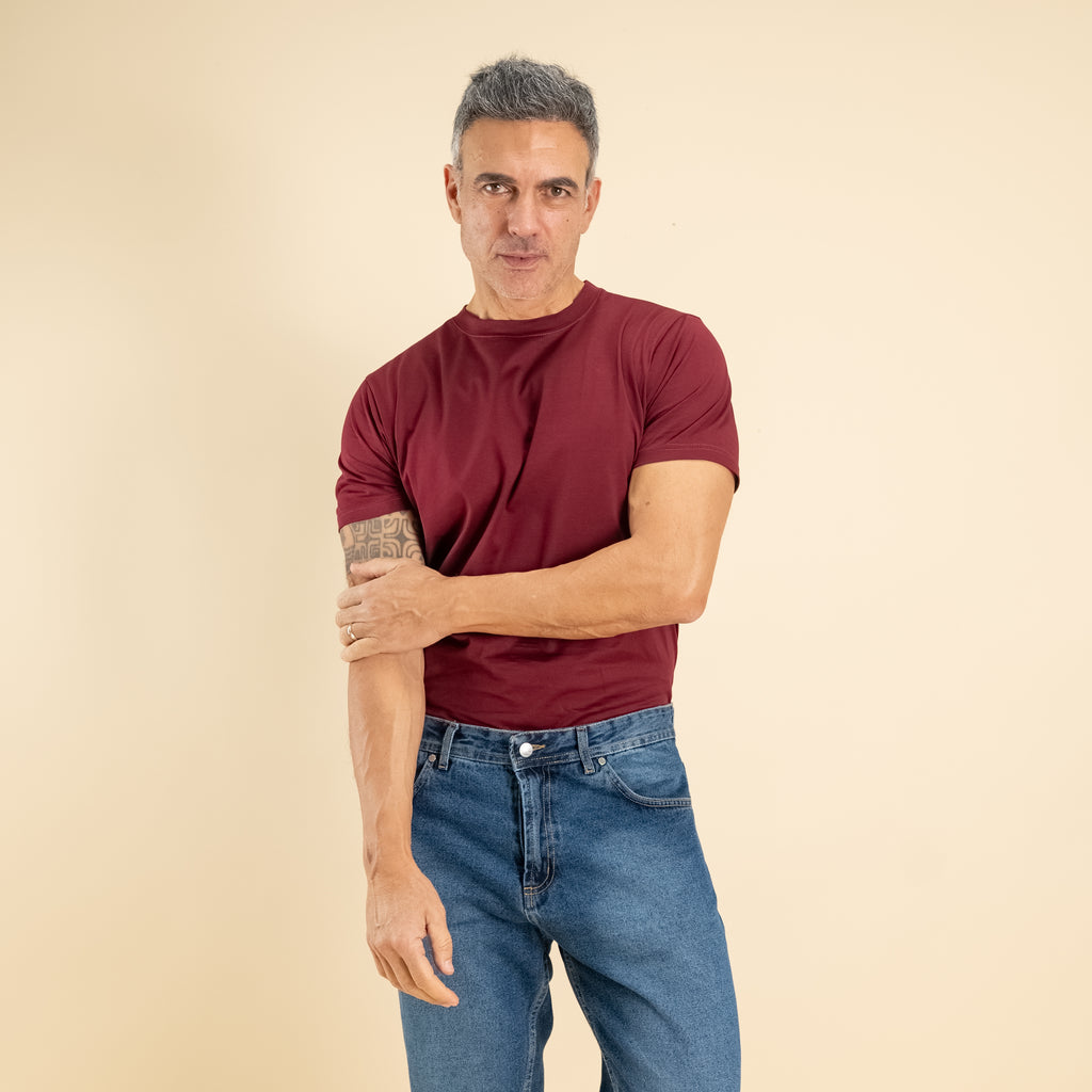 T-shirt in Filo di Scozia - Bordeaux