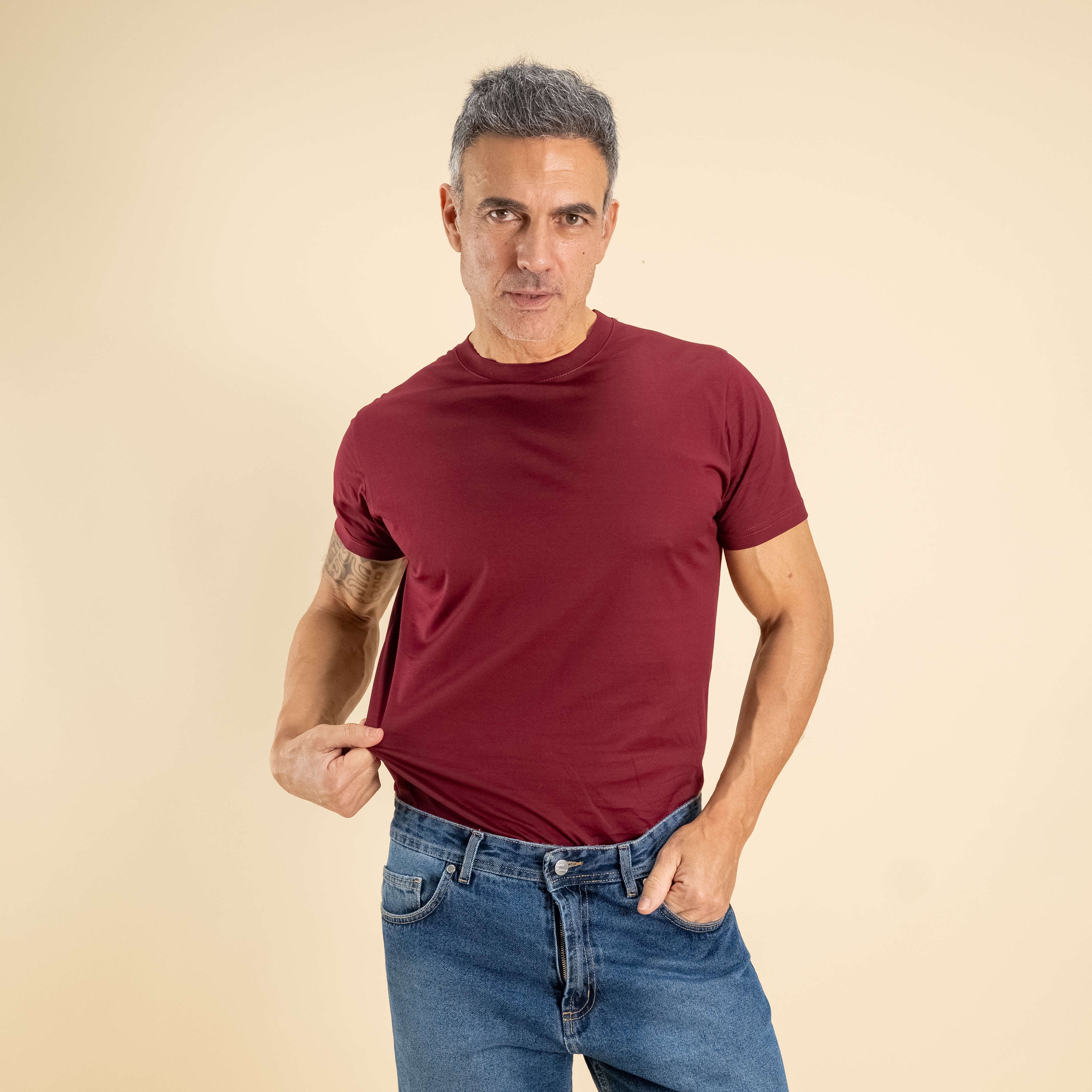 T-shirt in Filo di Scozia - Bordeaux