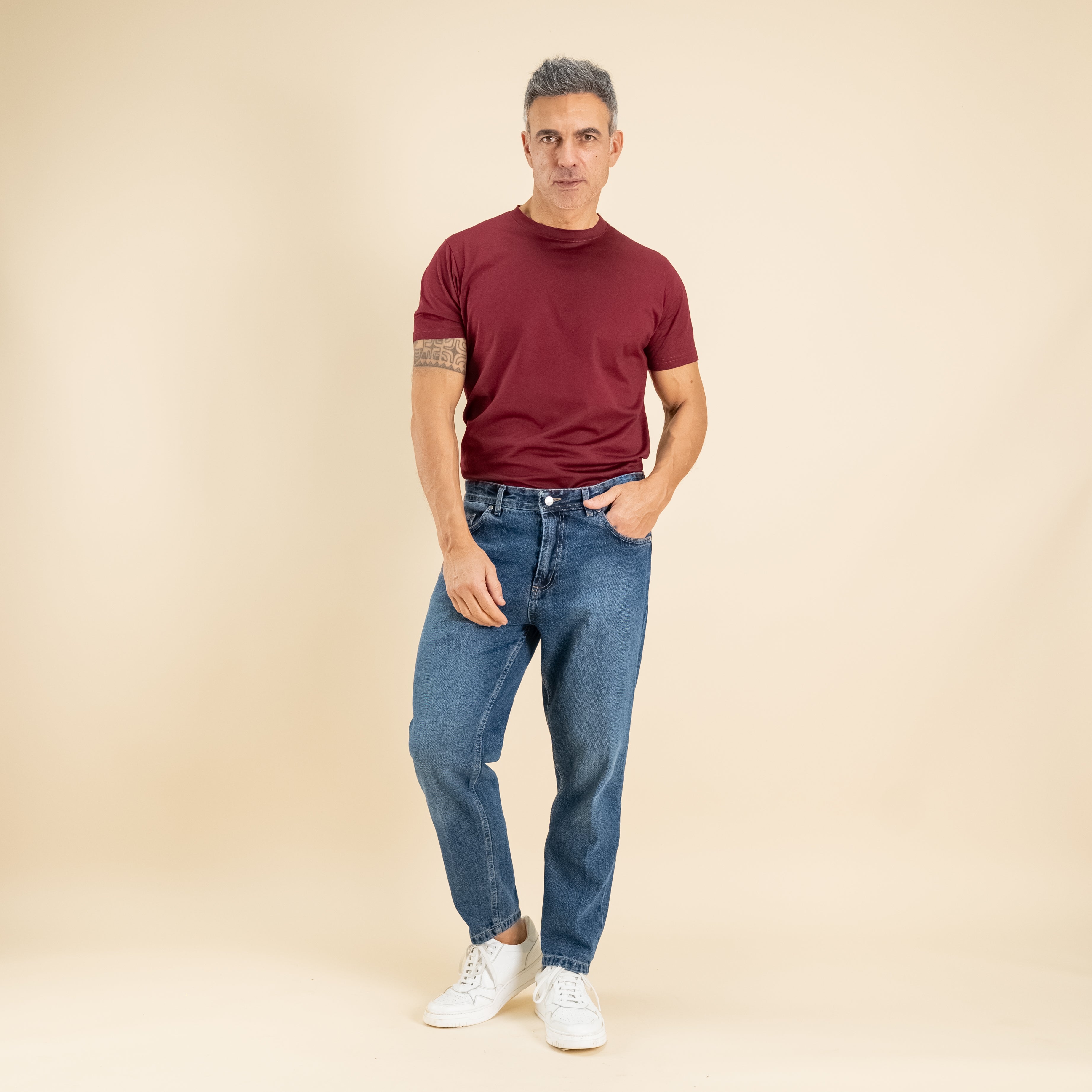 T-shirt in Filo di Scozia - Bordeaux