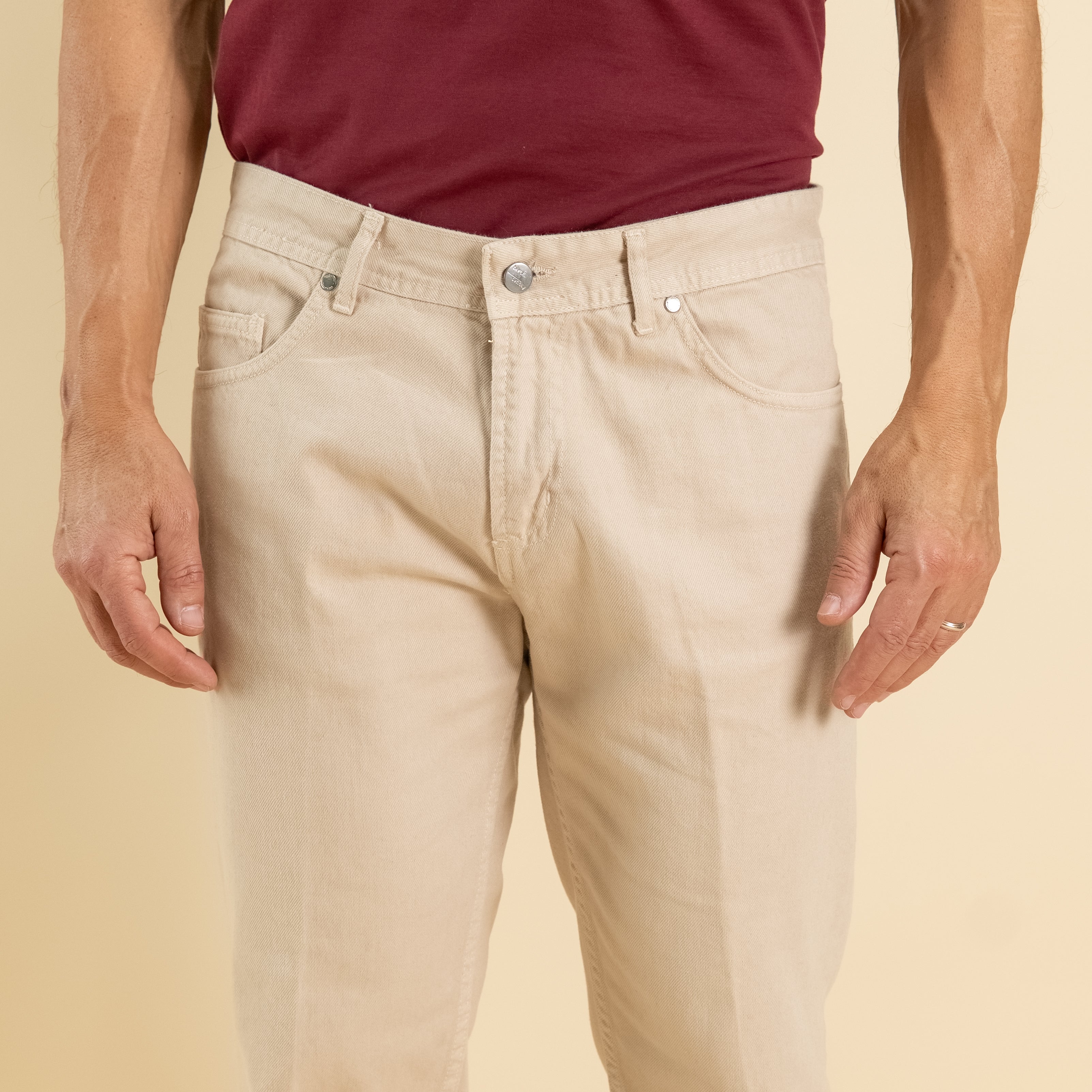 Jeans sartoriale tinta unita - Beige