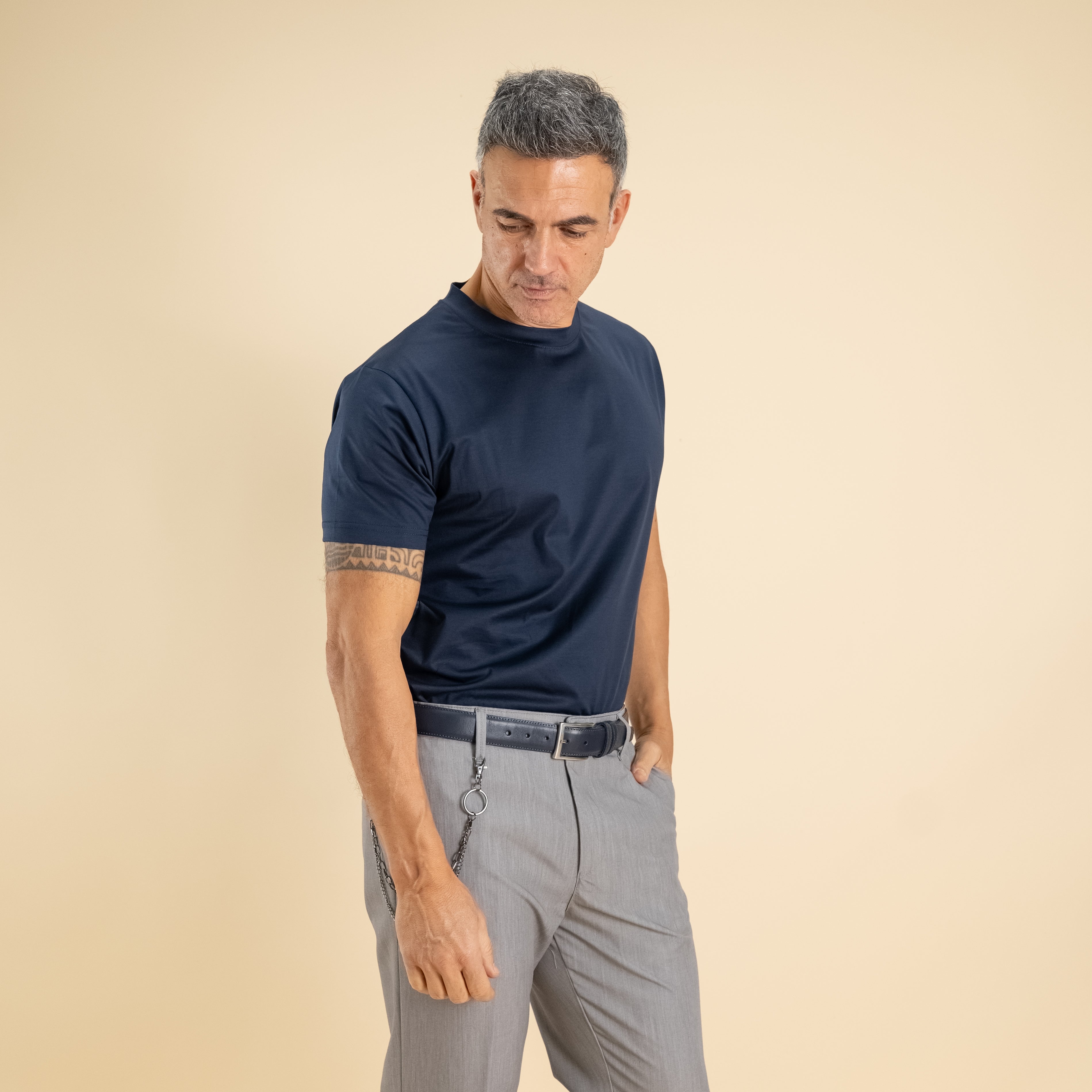 T-shirt in Filo di Scozia - Blu Notte