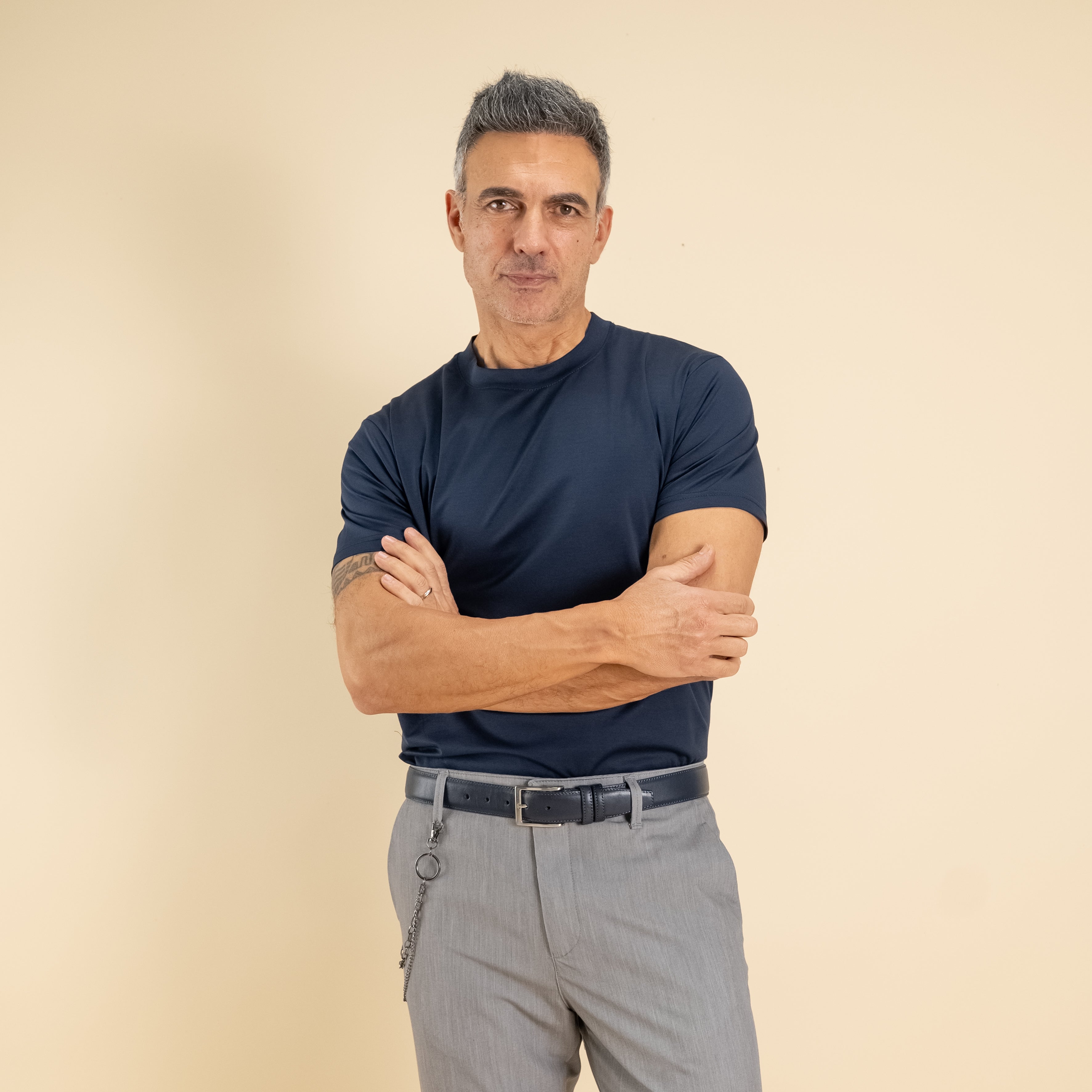 T-shirt in Filo di Scozia - Blu Notte