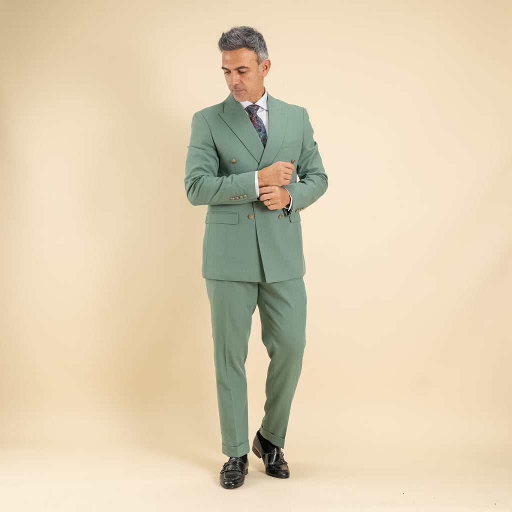 Traje cruzado con botones dorados - Azul royal