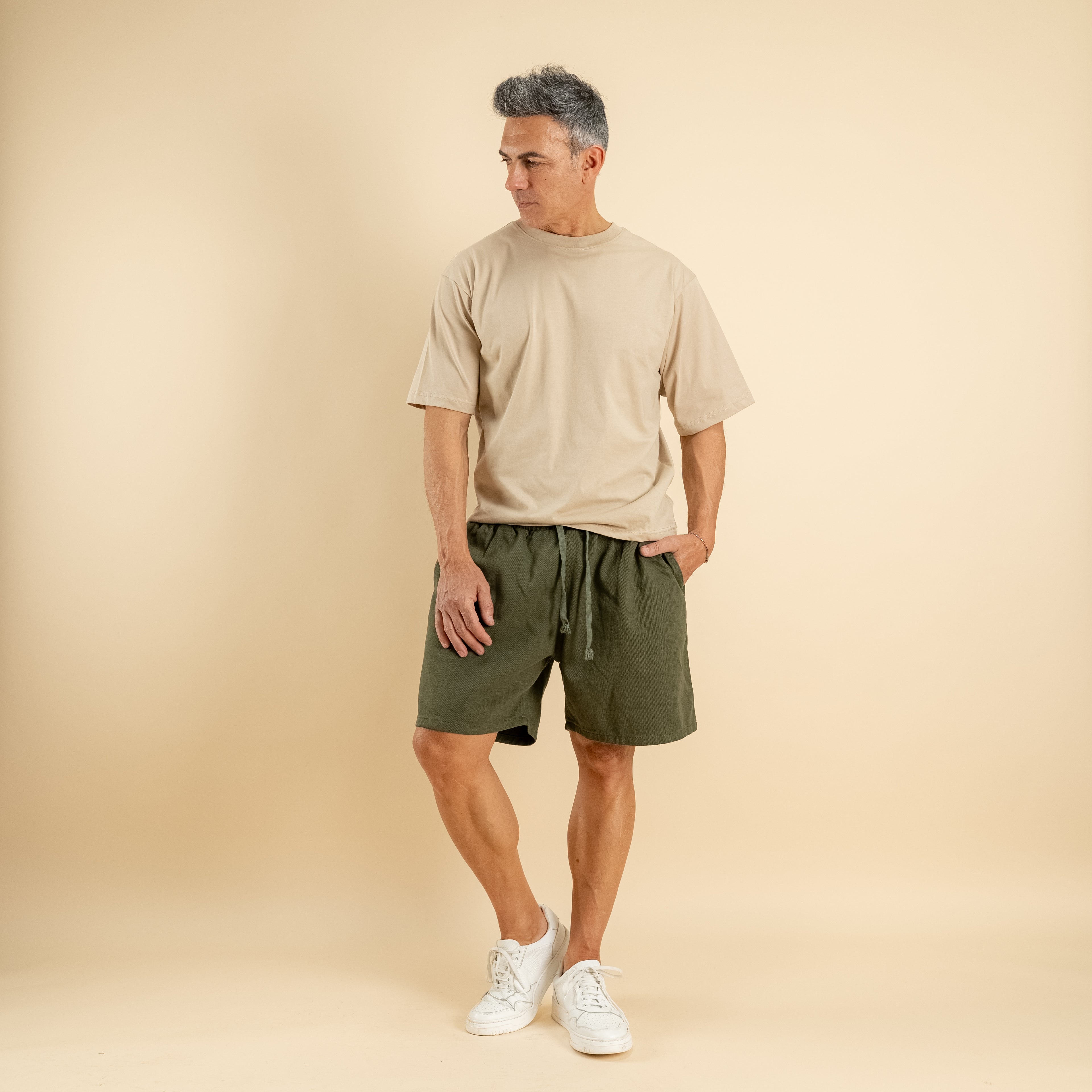 Bermuda vita elasticizzata - Verde