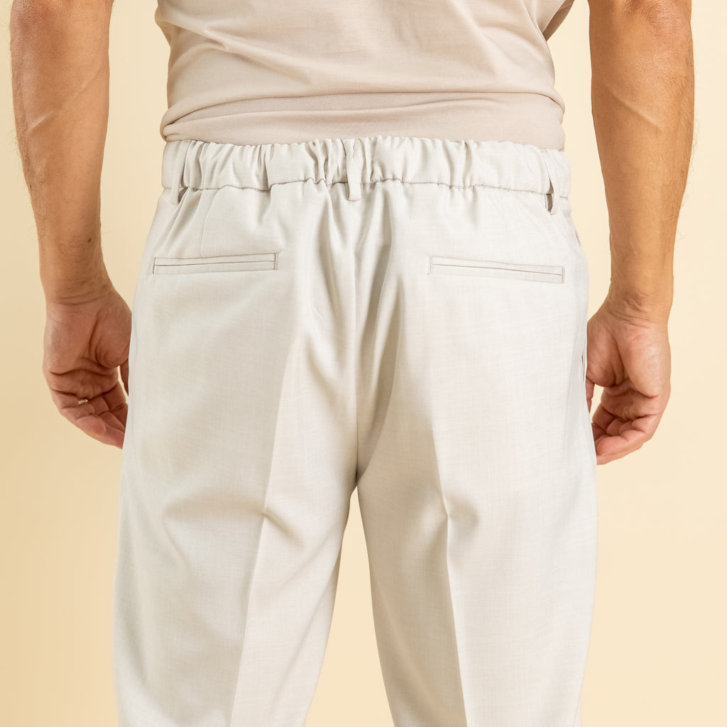 Pantalaccio sartoriale con pinces e molla sul retro - Beige