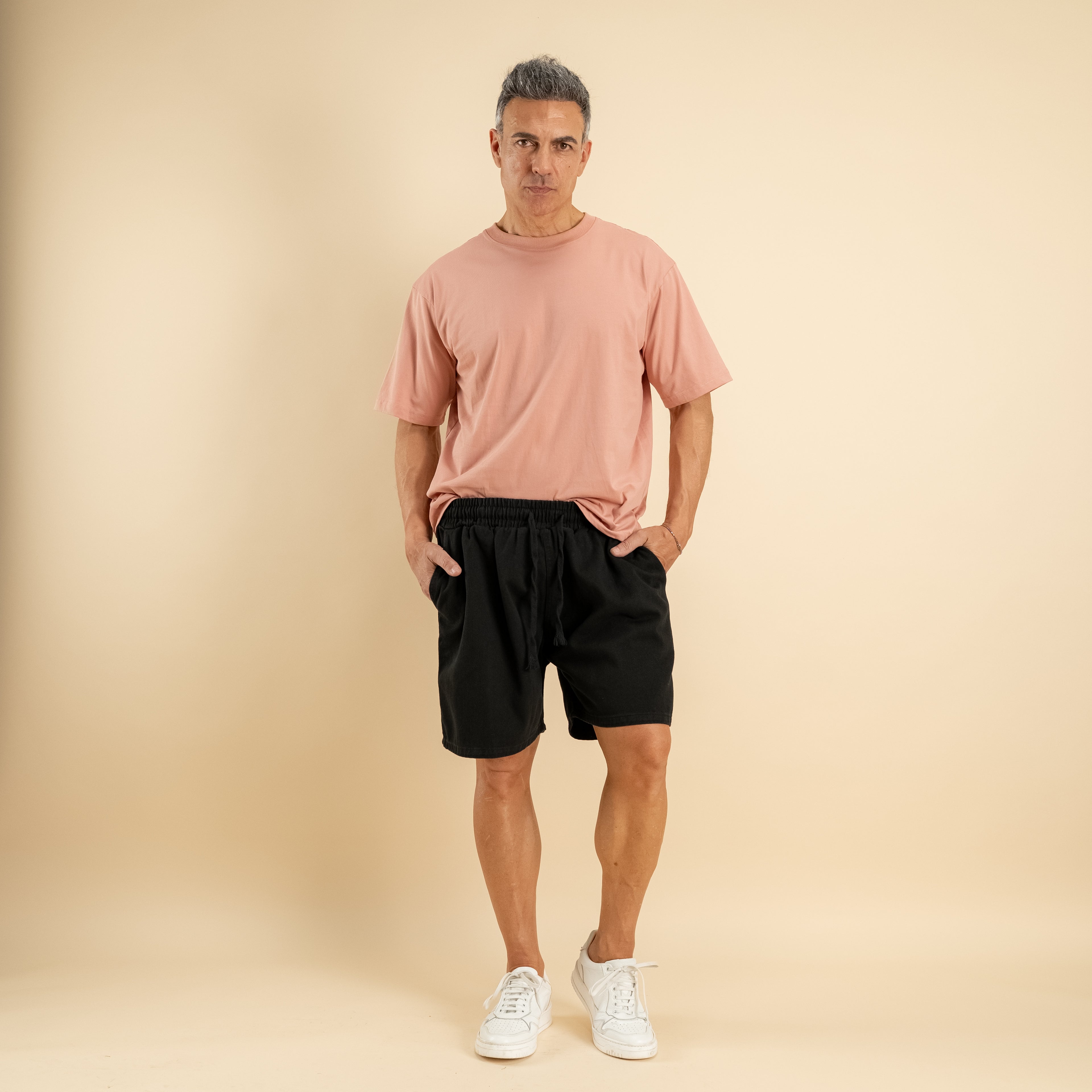 Bermuda vita elasticizzata - Nero