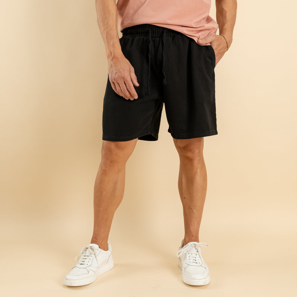 Bermuda vita elasticizzata - Nero