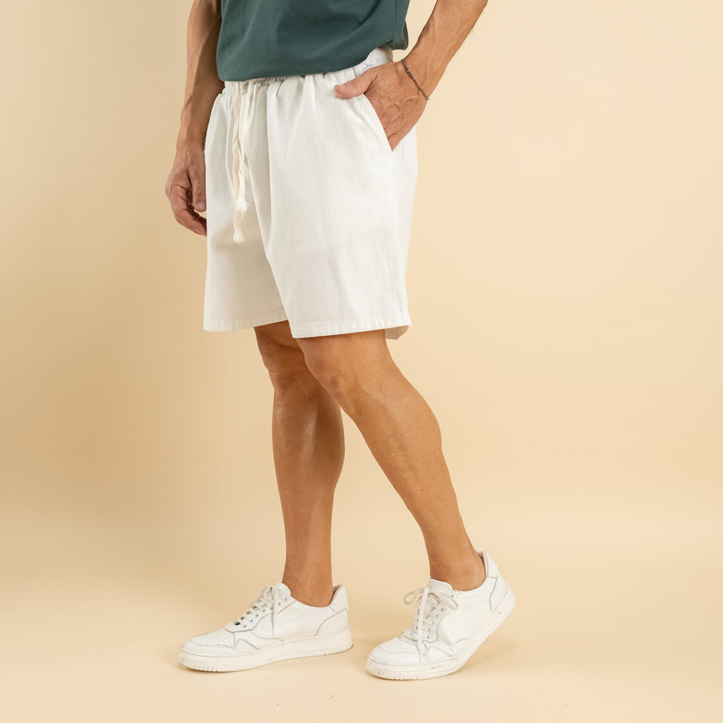 Bermuda vita elasticizzata - Bianco