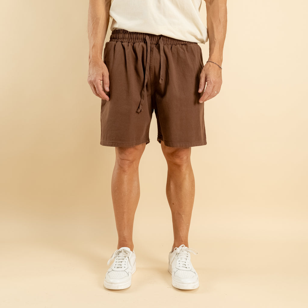 Bermuda vita elasticizzata - Marrone