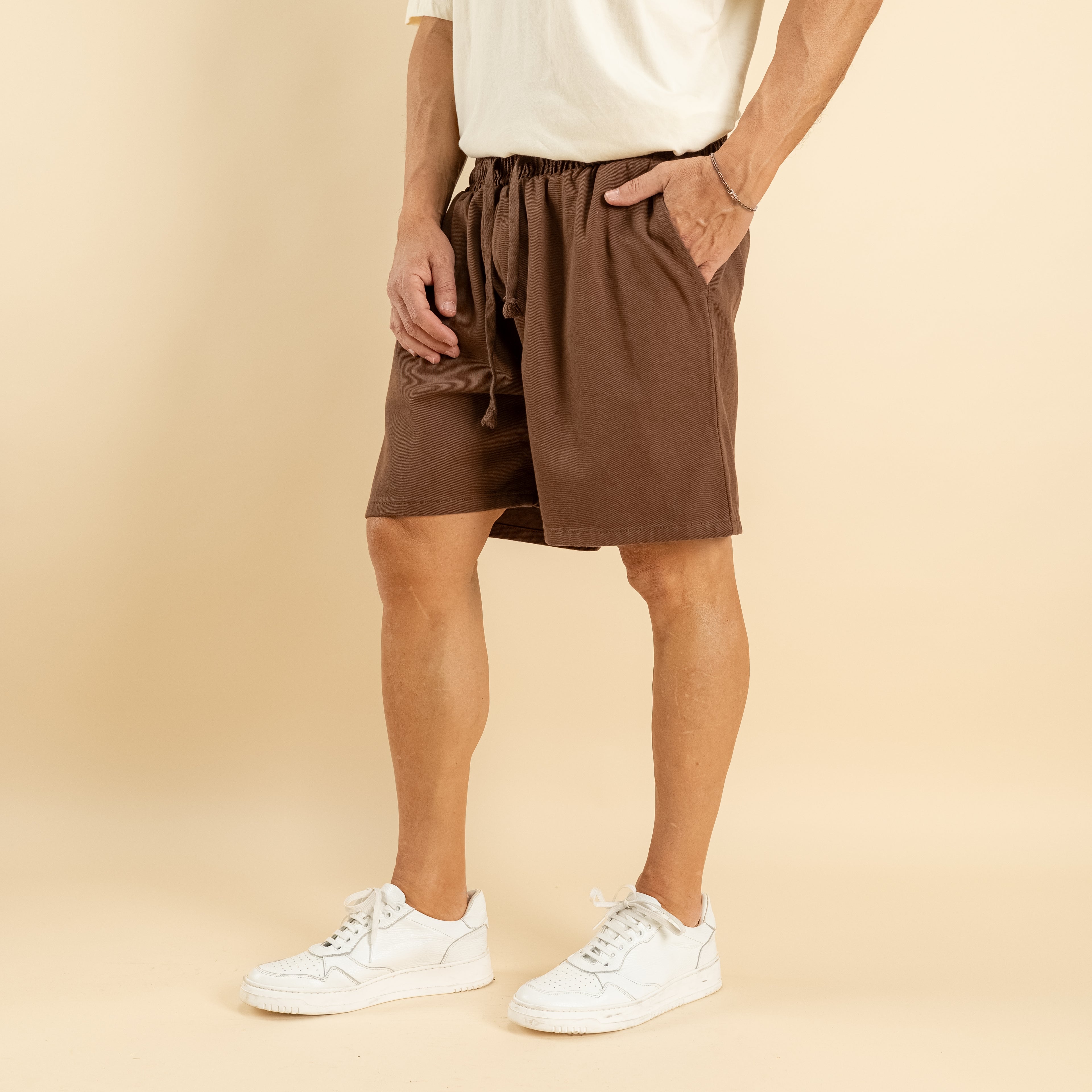 Bermuda vita elasticizzata - Marrone