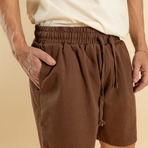 Bermuda vita elasticizzata - Marrone