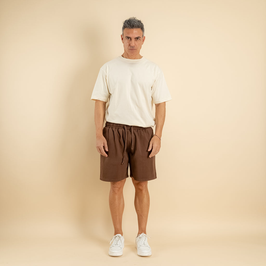 Bermuda vita elasticizzata - Marrone