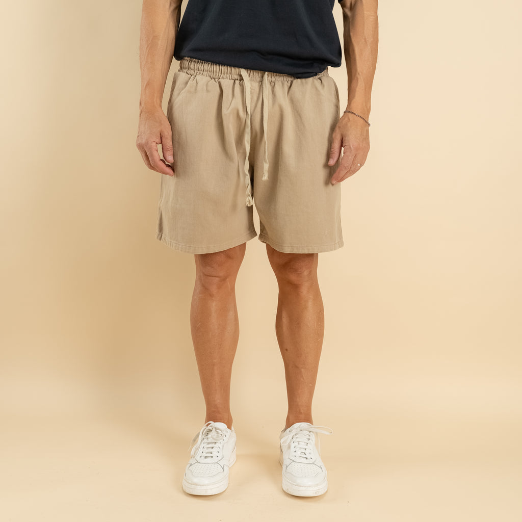 Bermuda vita elasticizzata - Beige