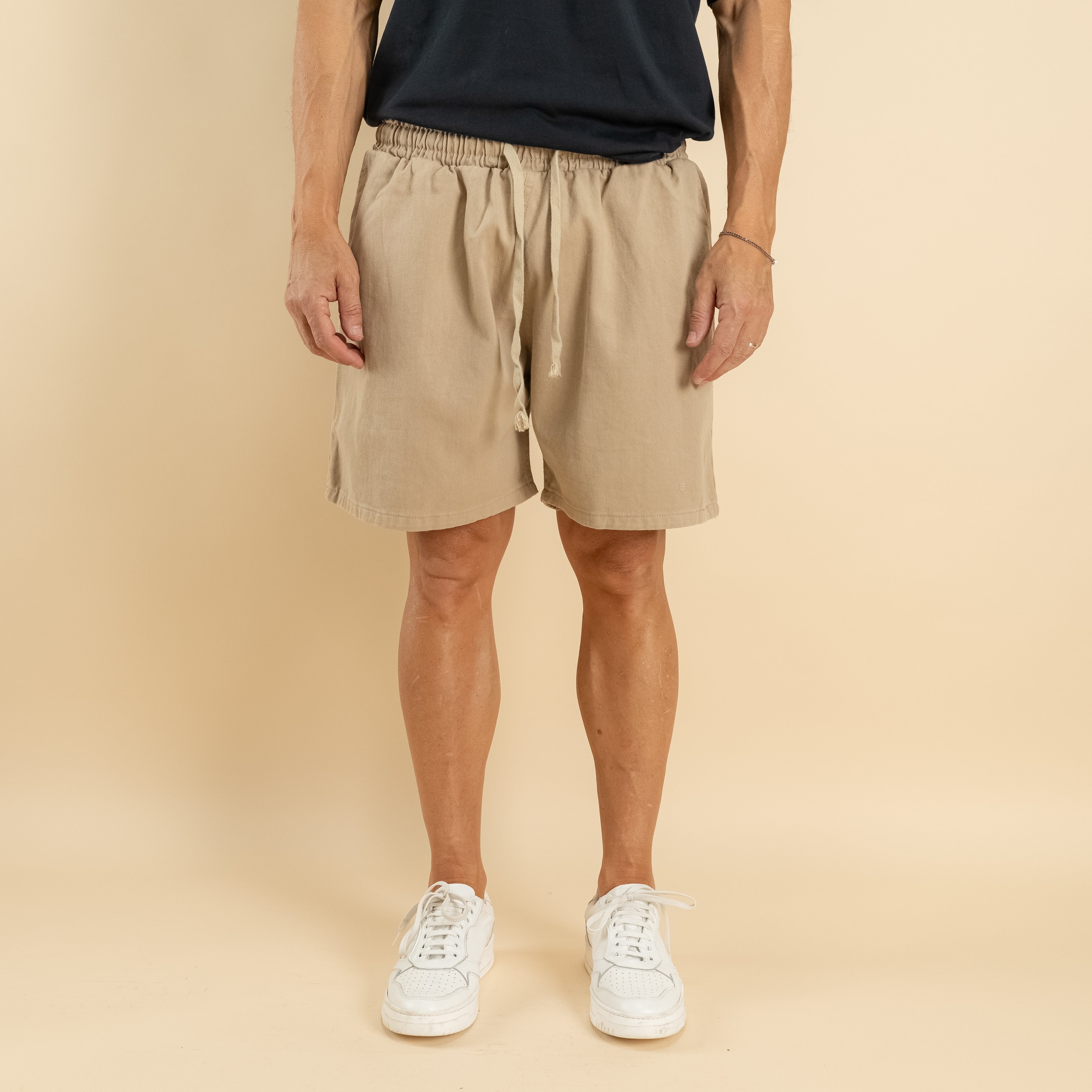 Bermuda vita elasticizzata - Beige