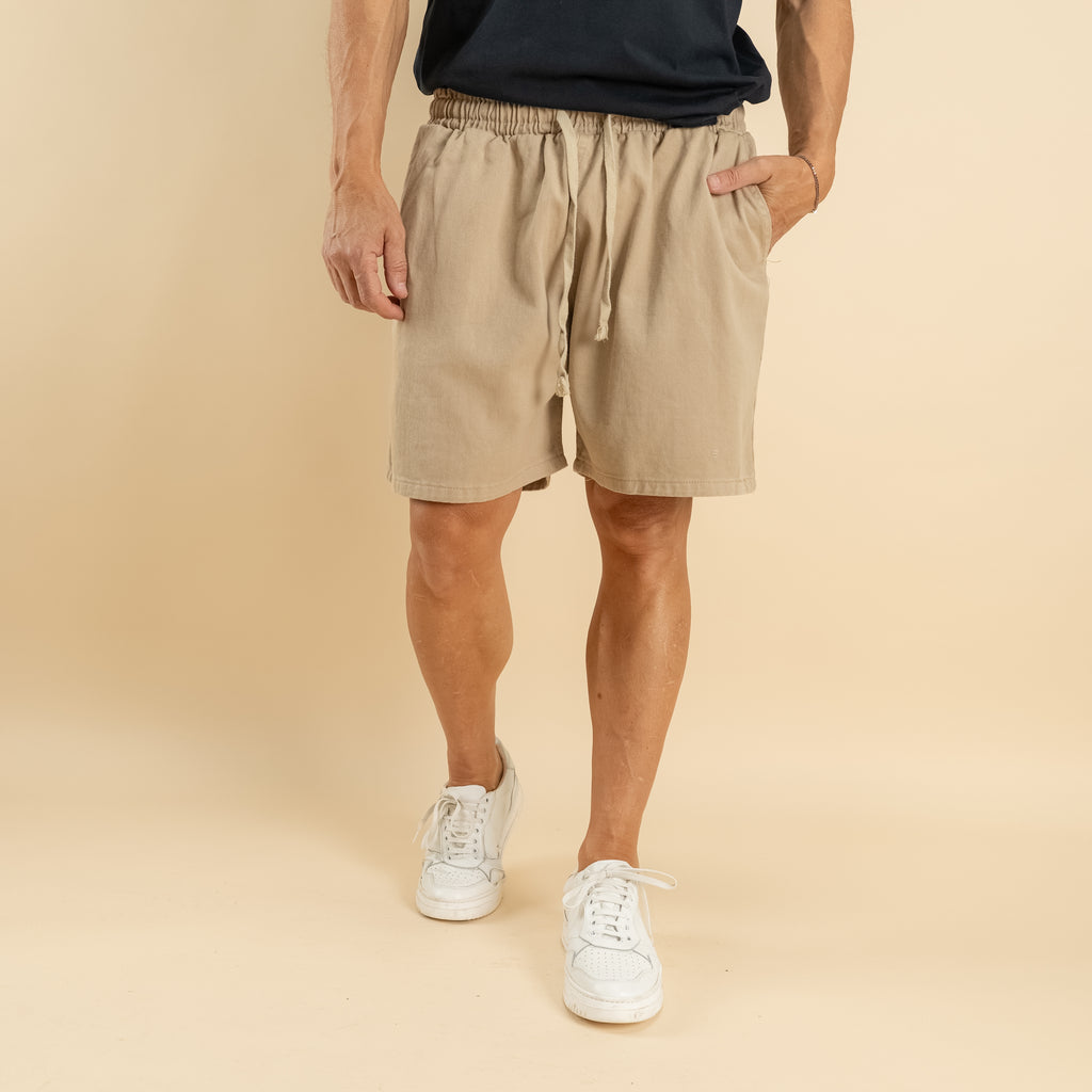 Bermuda vita elasticizzata - Beige