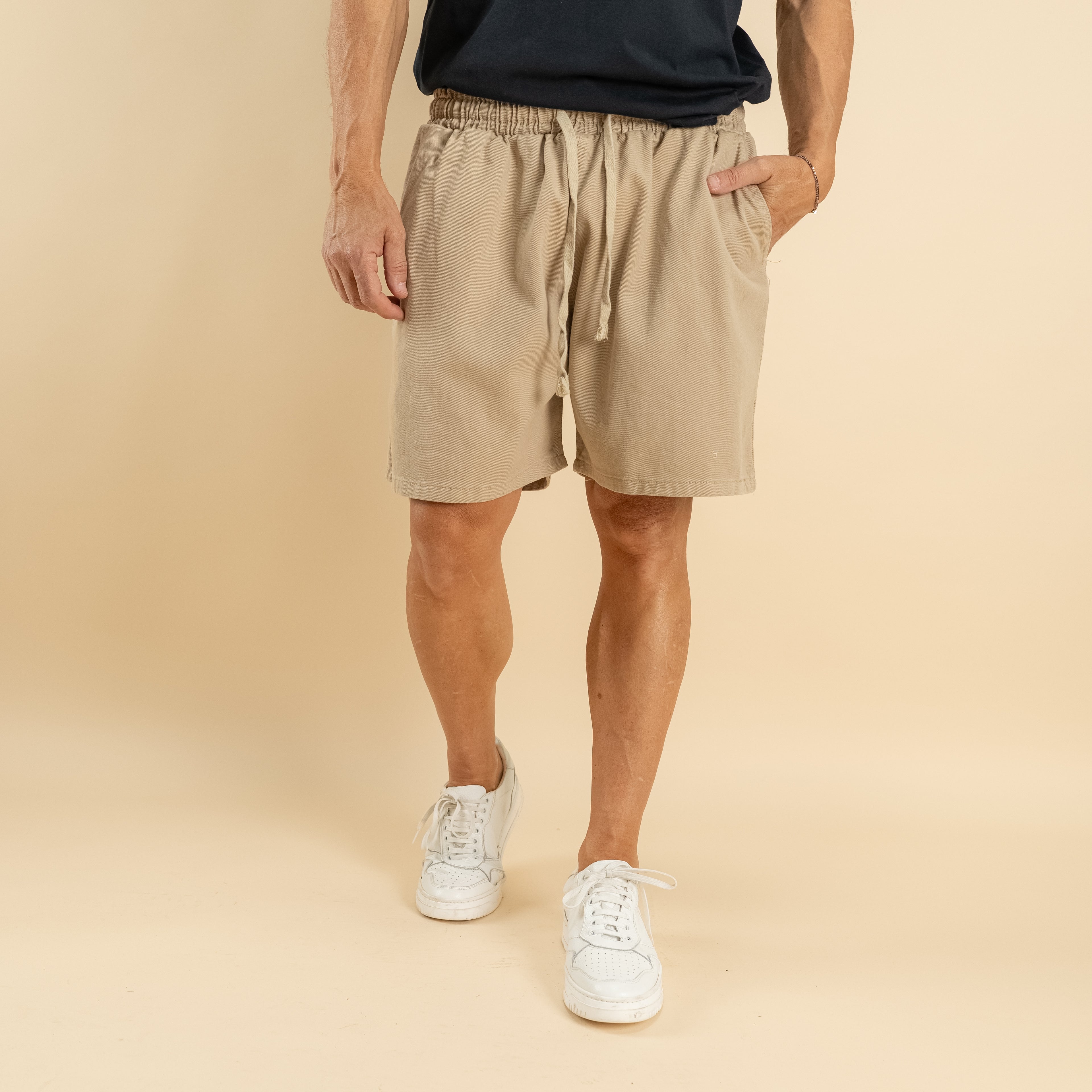 Bermuda vita elasticizzata - Beige