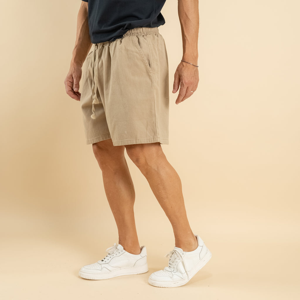 Bermuda vita elasticizzata - Beige