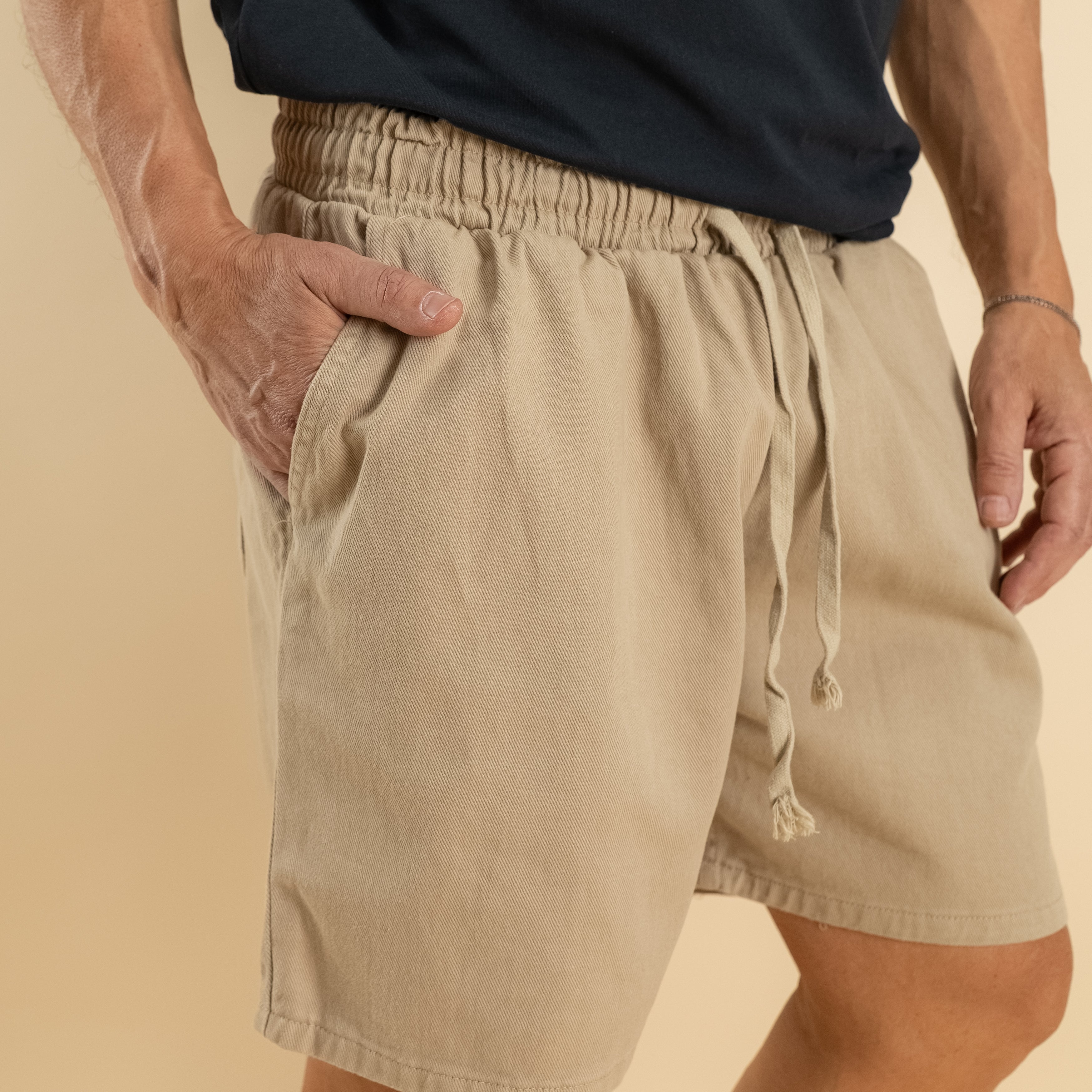 Bermuda vita elasticizzata - Beige