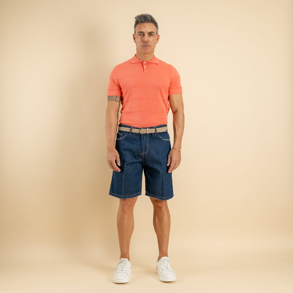 Bermuda jeans con abrasioni