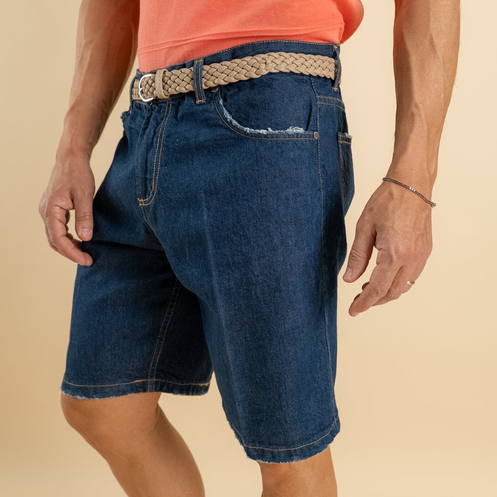 Bermuda jeans con abrasioni