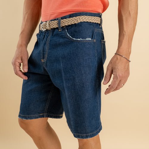 Bermuda jeans con abrasioni