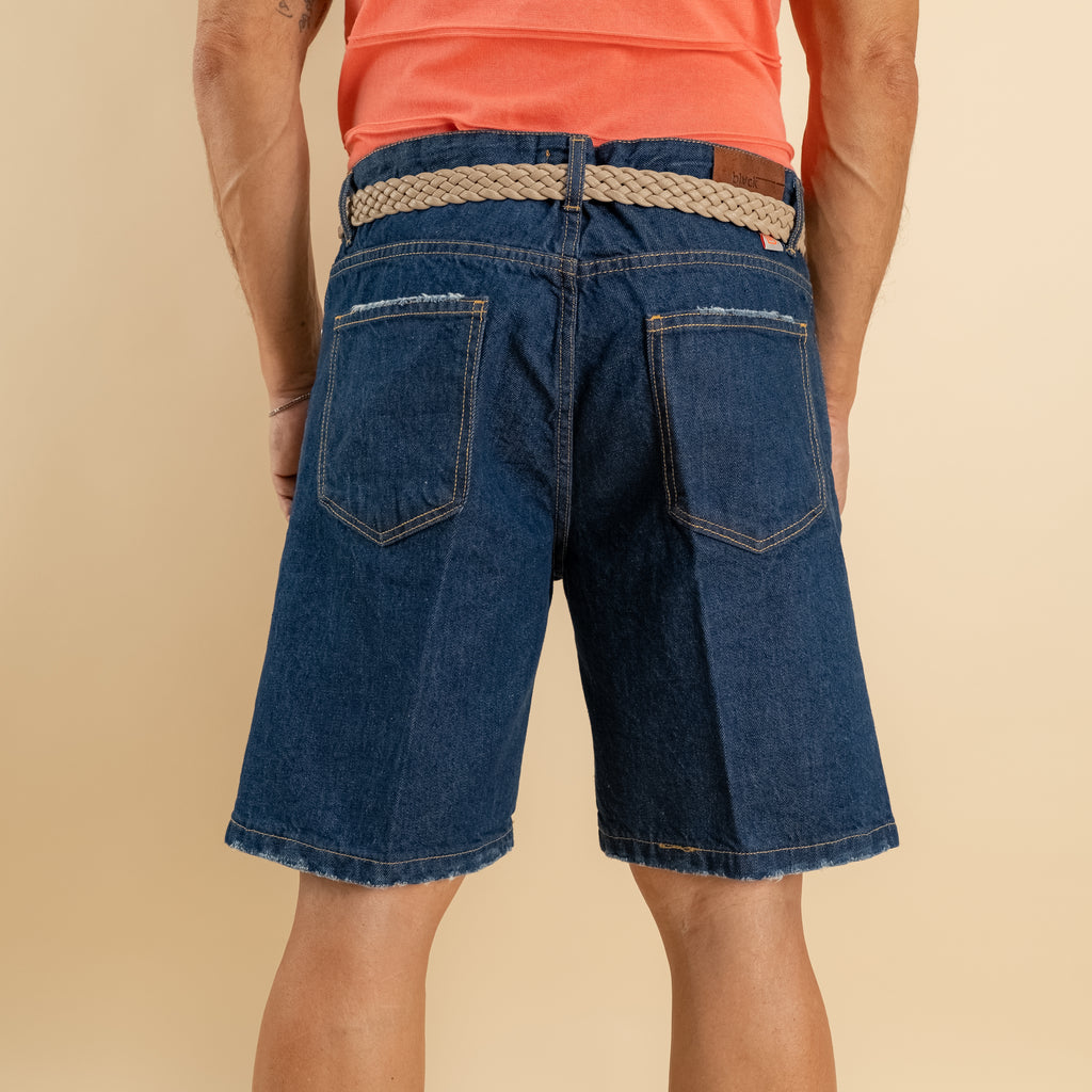 Bermuda jeans con abrasioni