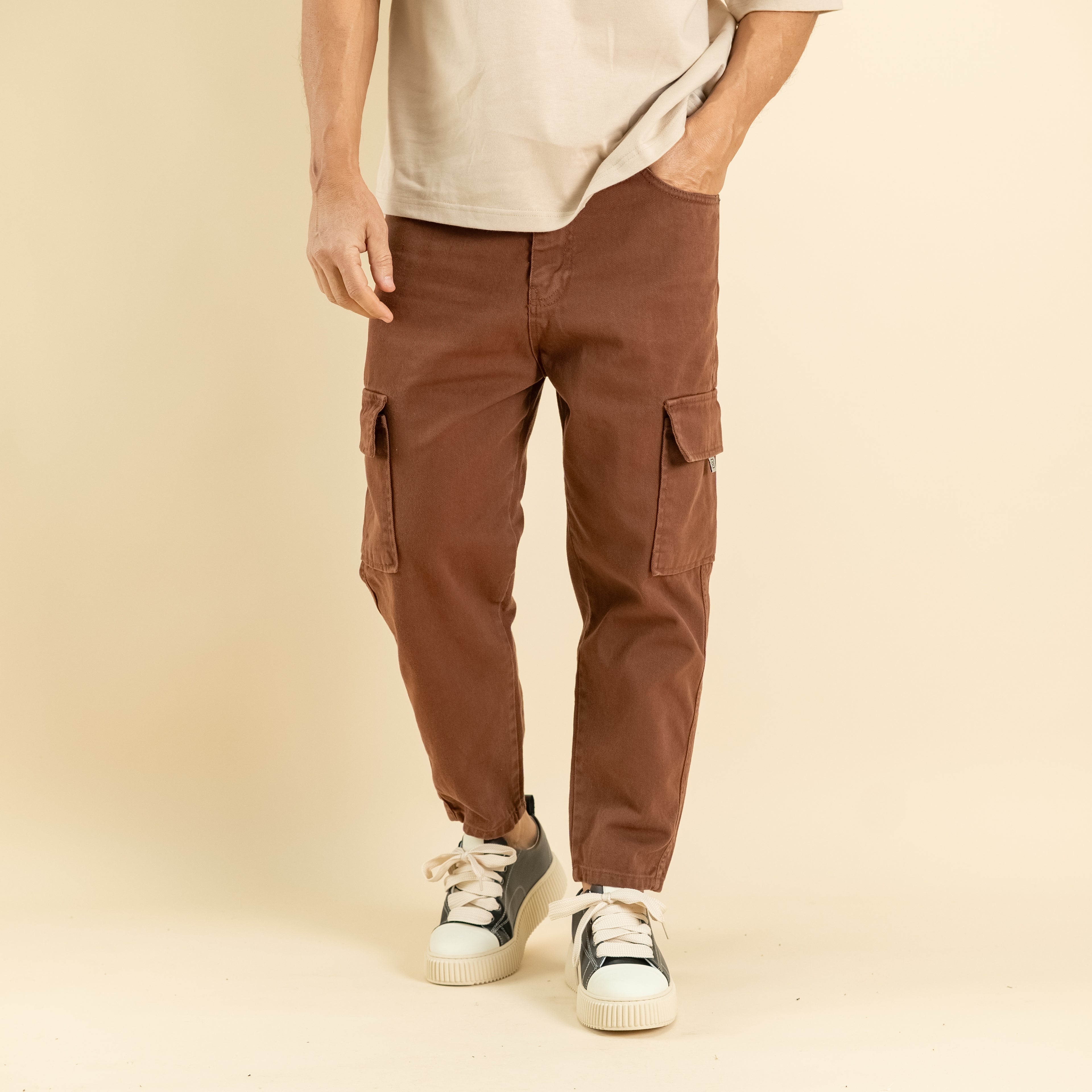 Jeans sartoriale cargo - Moro