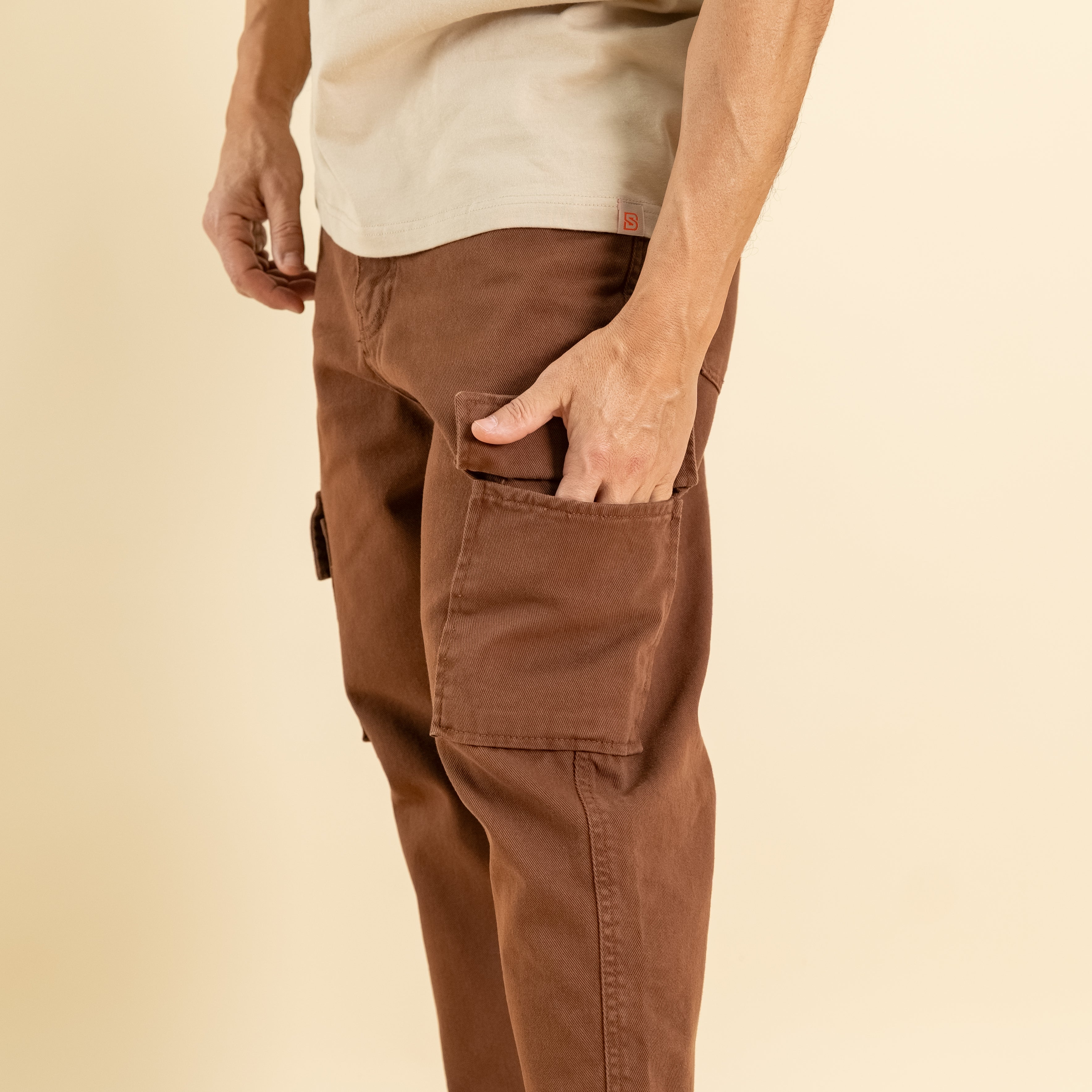 Jeans sartoriale cargo - Moro