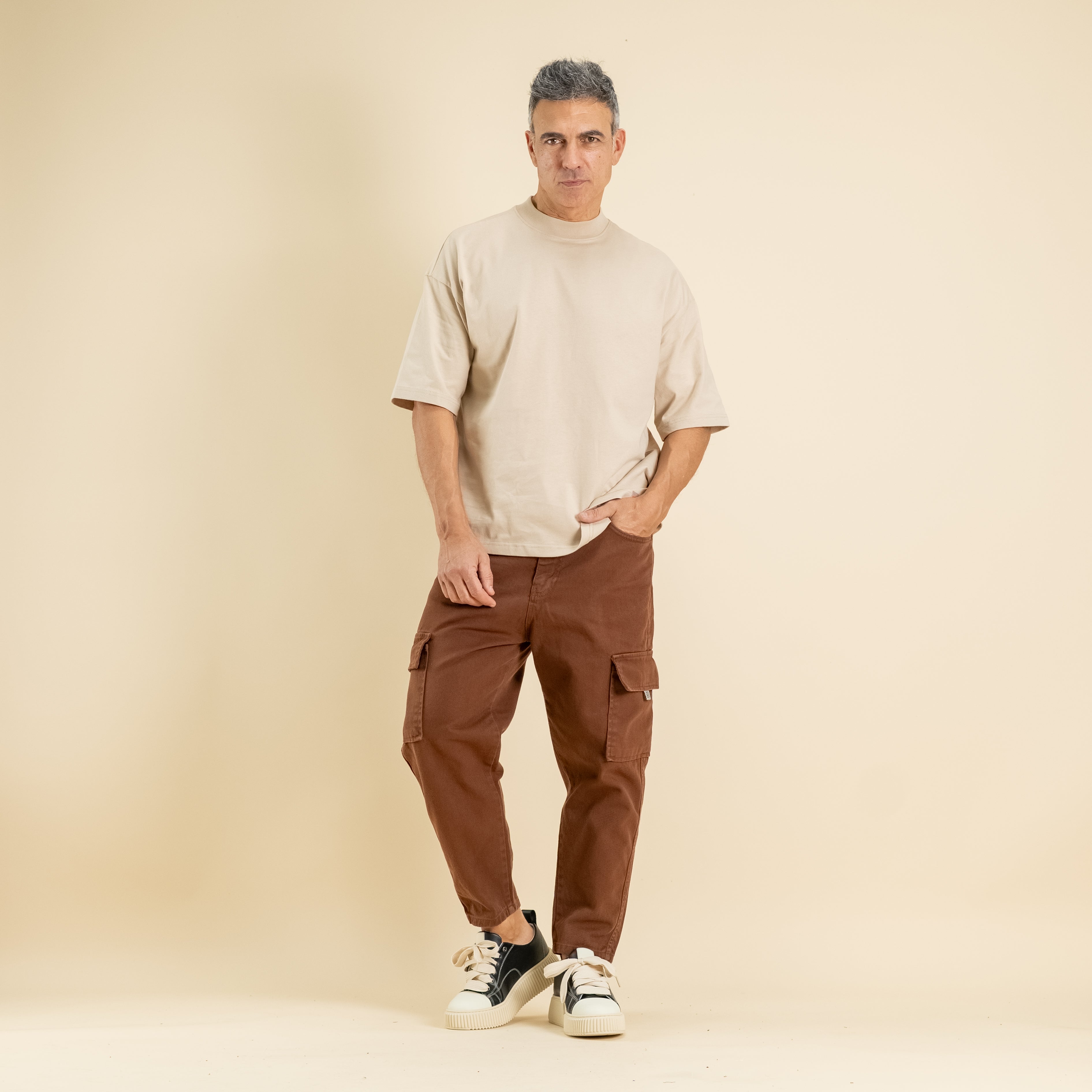 Jeans sartoriale cargo - Moro