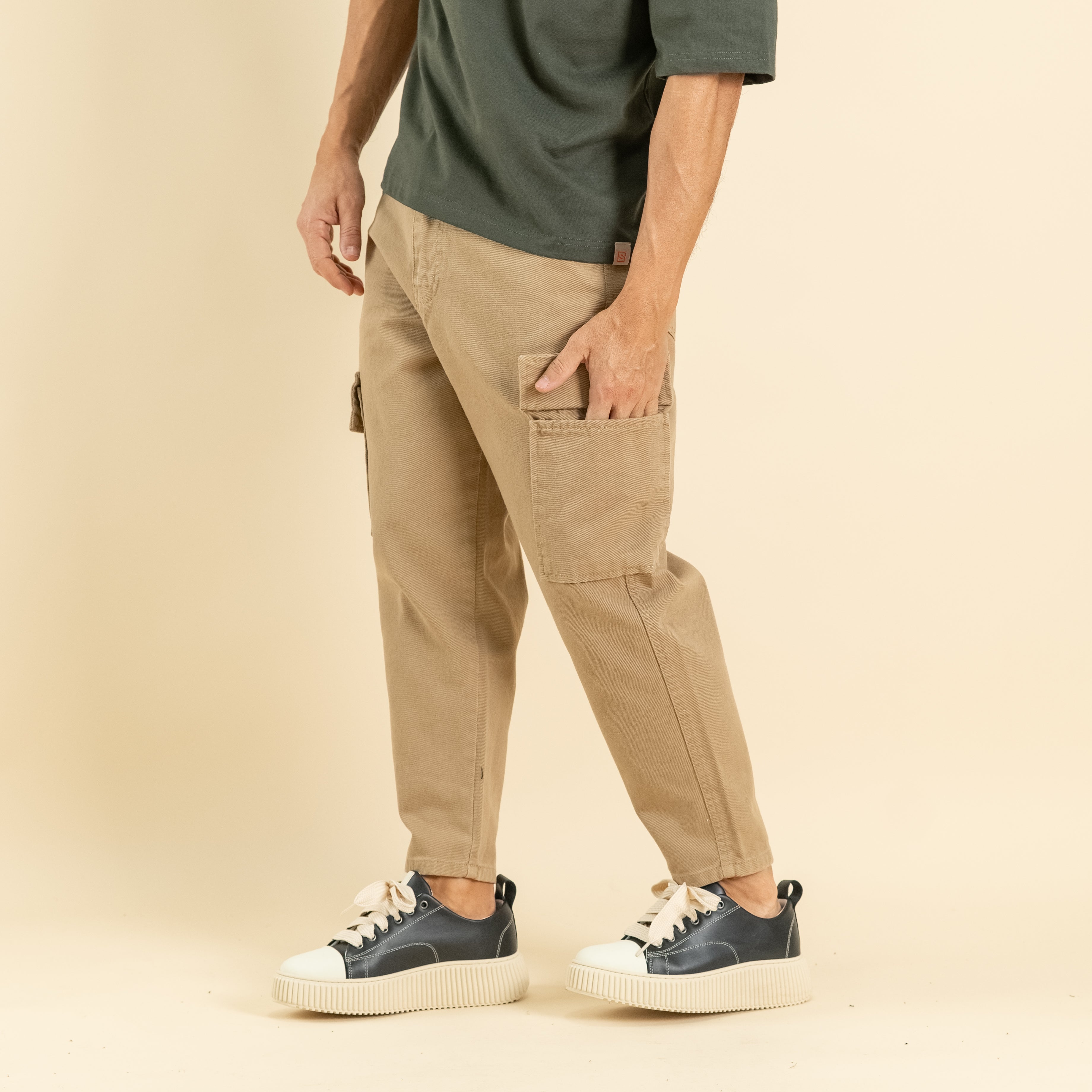 Jeans sartoriale cargo - Beige