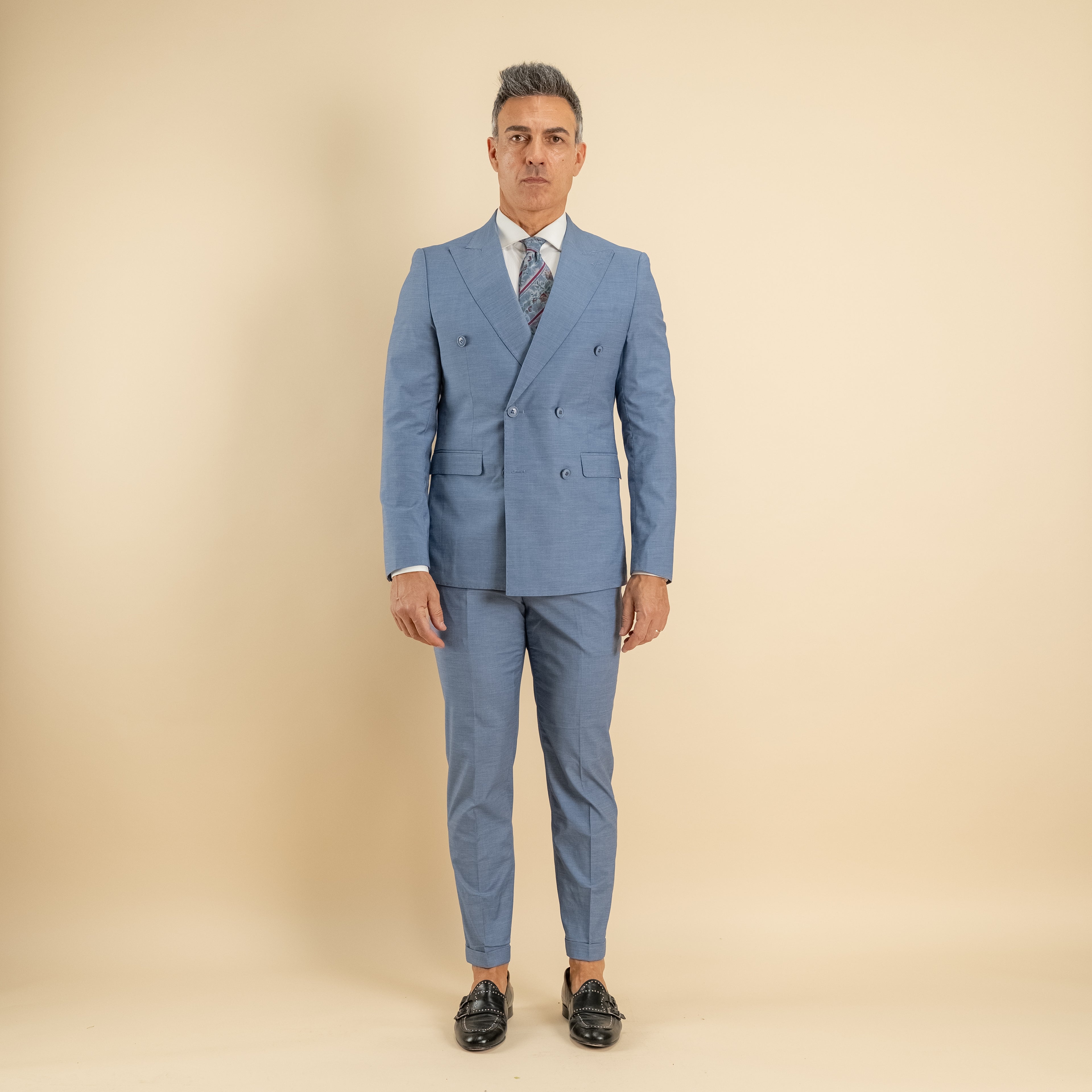 Abito doppiopetto e pantalone con molla - Polvere