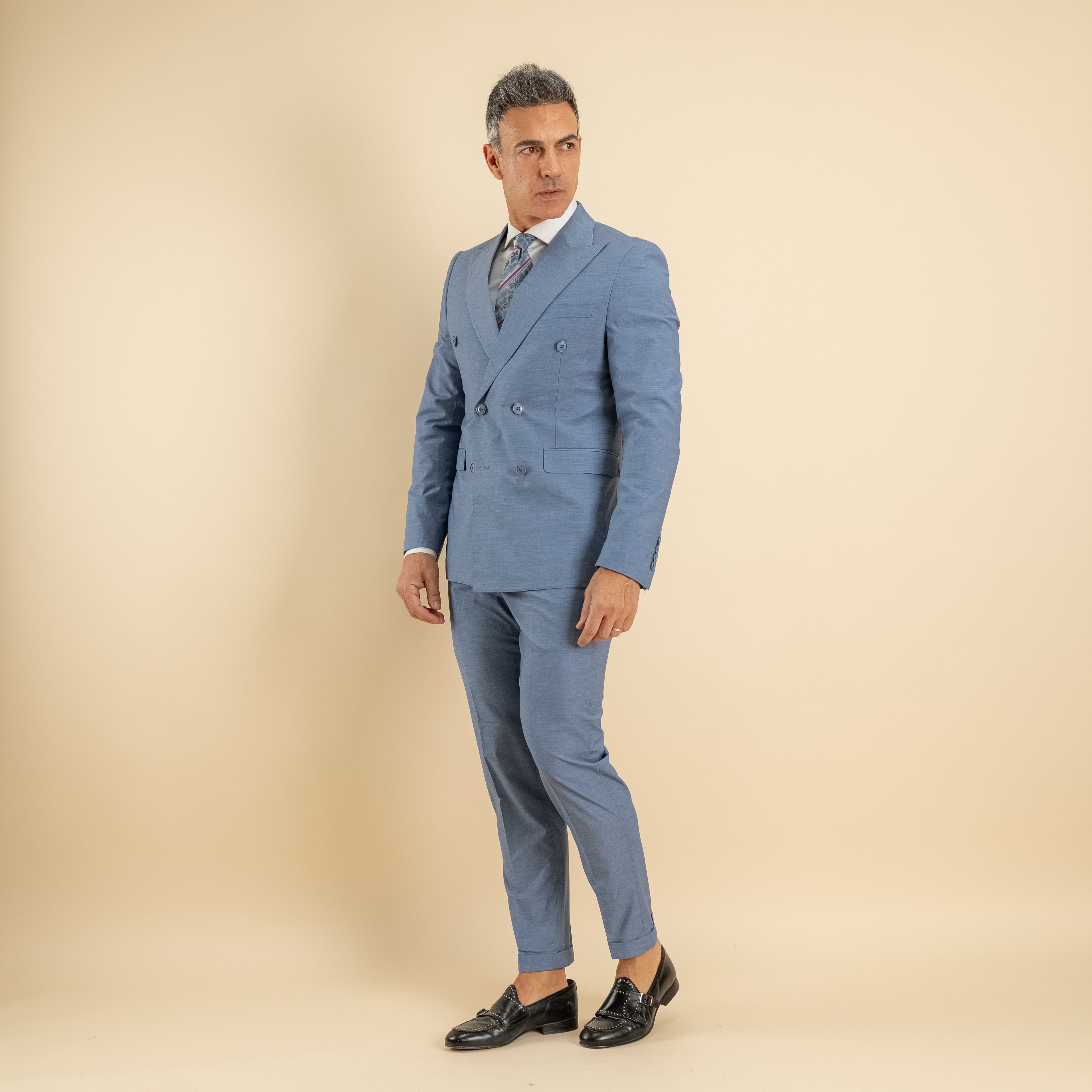 Abito doppiopetto e pantalone con molla - Polvere