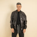 Bomber oversize in Vera Pelle vegetale - Nero