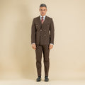 Pinstripe Suit with Silver Buttons - Brown