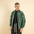 Bomber oversize in Vera Pelle - Verde