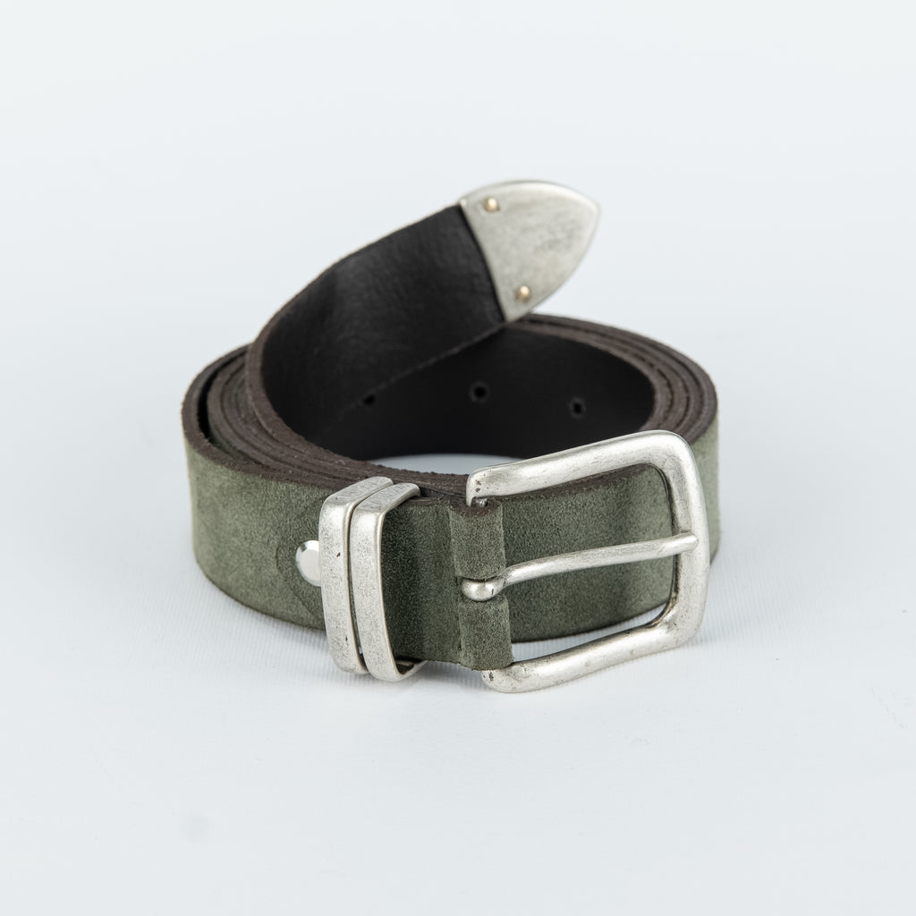 Cintura in vera pelle scamosciata - Verde